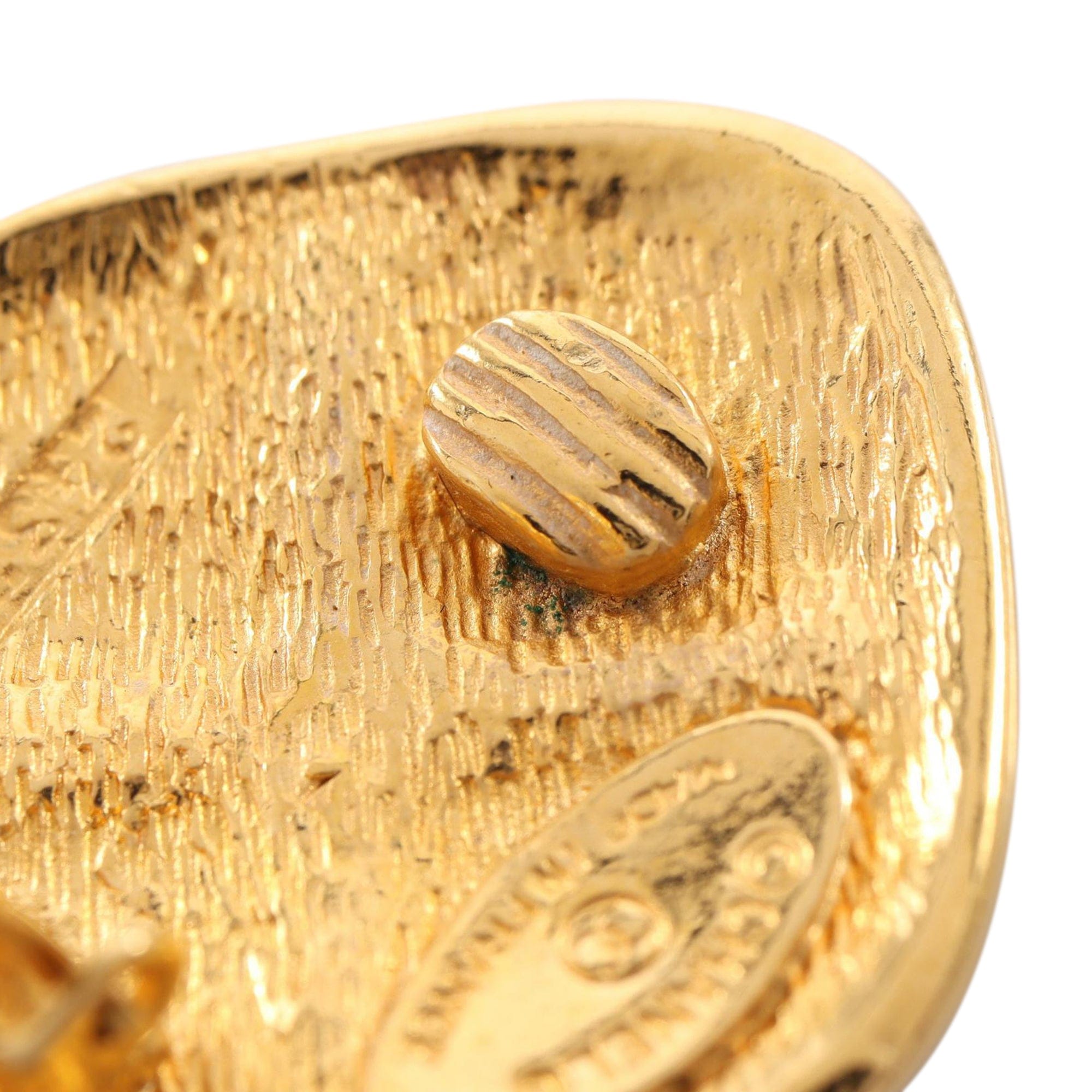 Chanel Gold Plated Quilted Rhombus Clip On Earrings