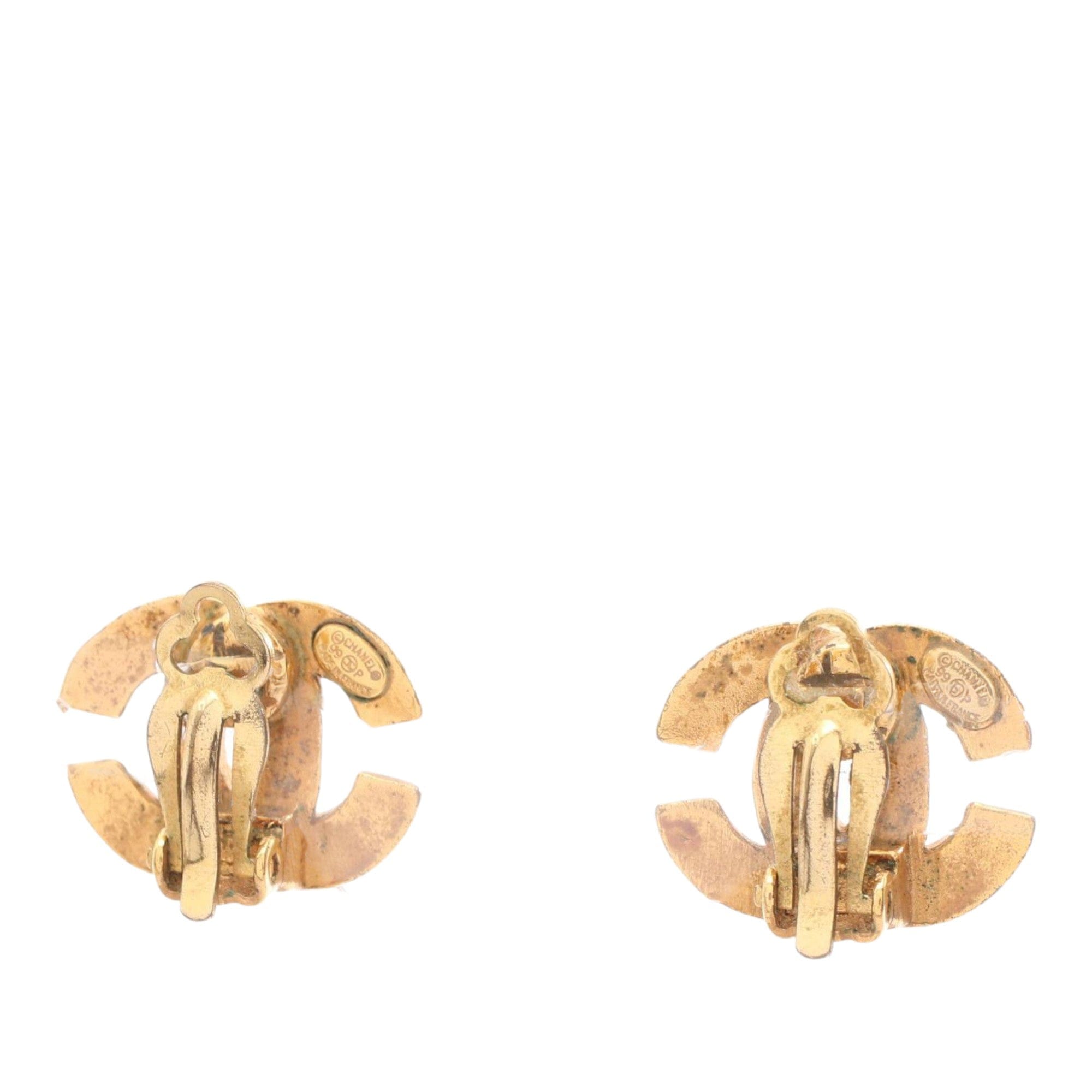 Chanel CC Gold Plated Clip on Earrings