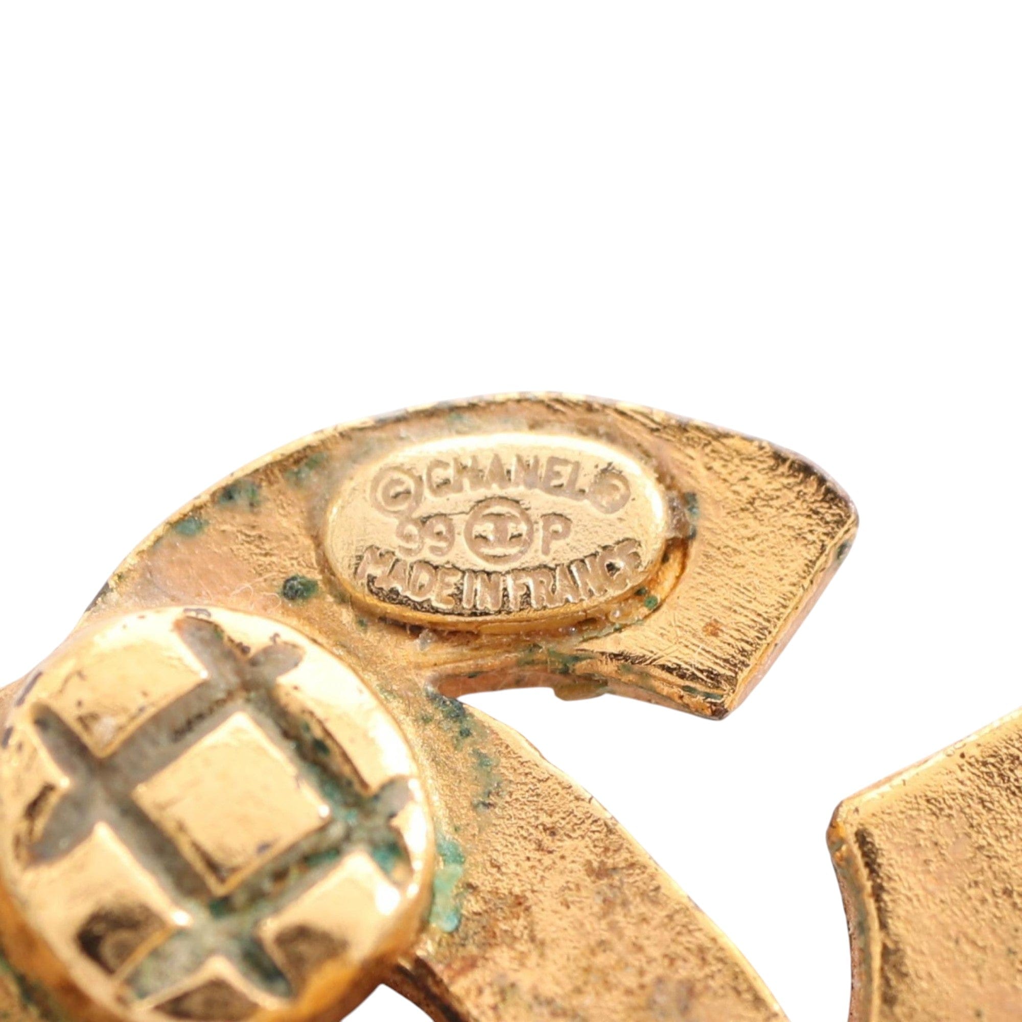 Chanel CC Gold Plated Clip on Earrings