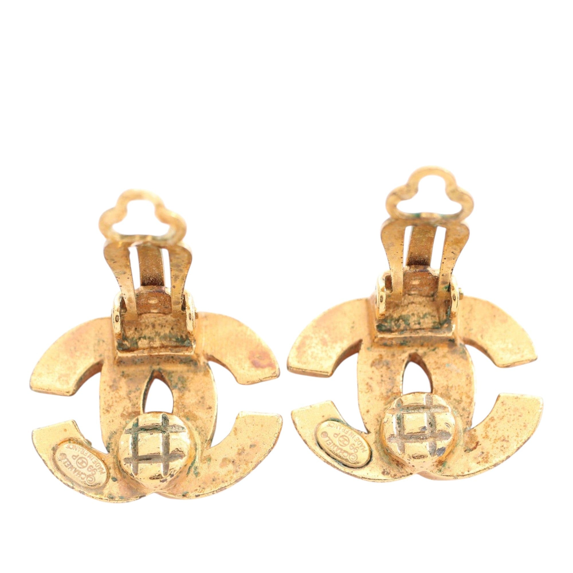 Chanel CC Gold Plated Clip on Earrings