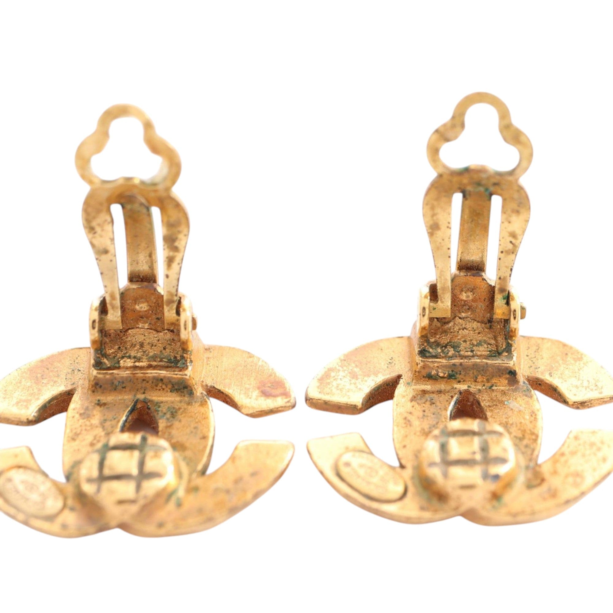 Chanel CC Gold Plated Clip on Earrings