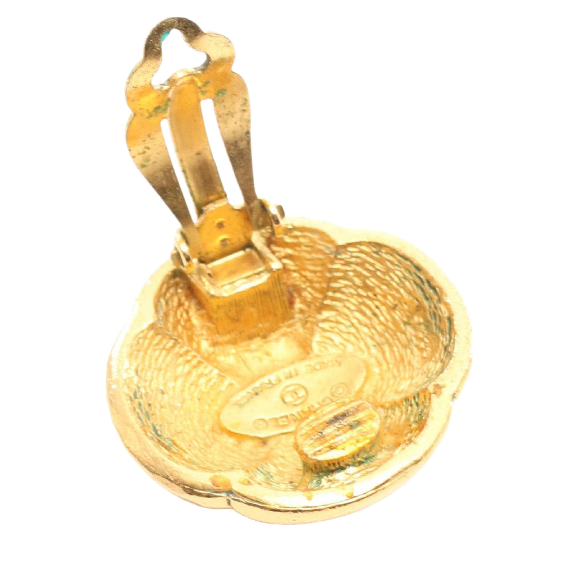 Chanel CC Gold Plated Round Clip On Earrings