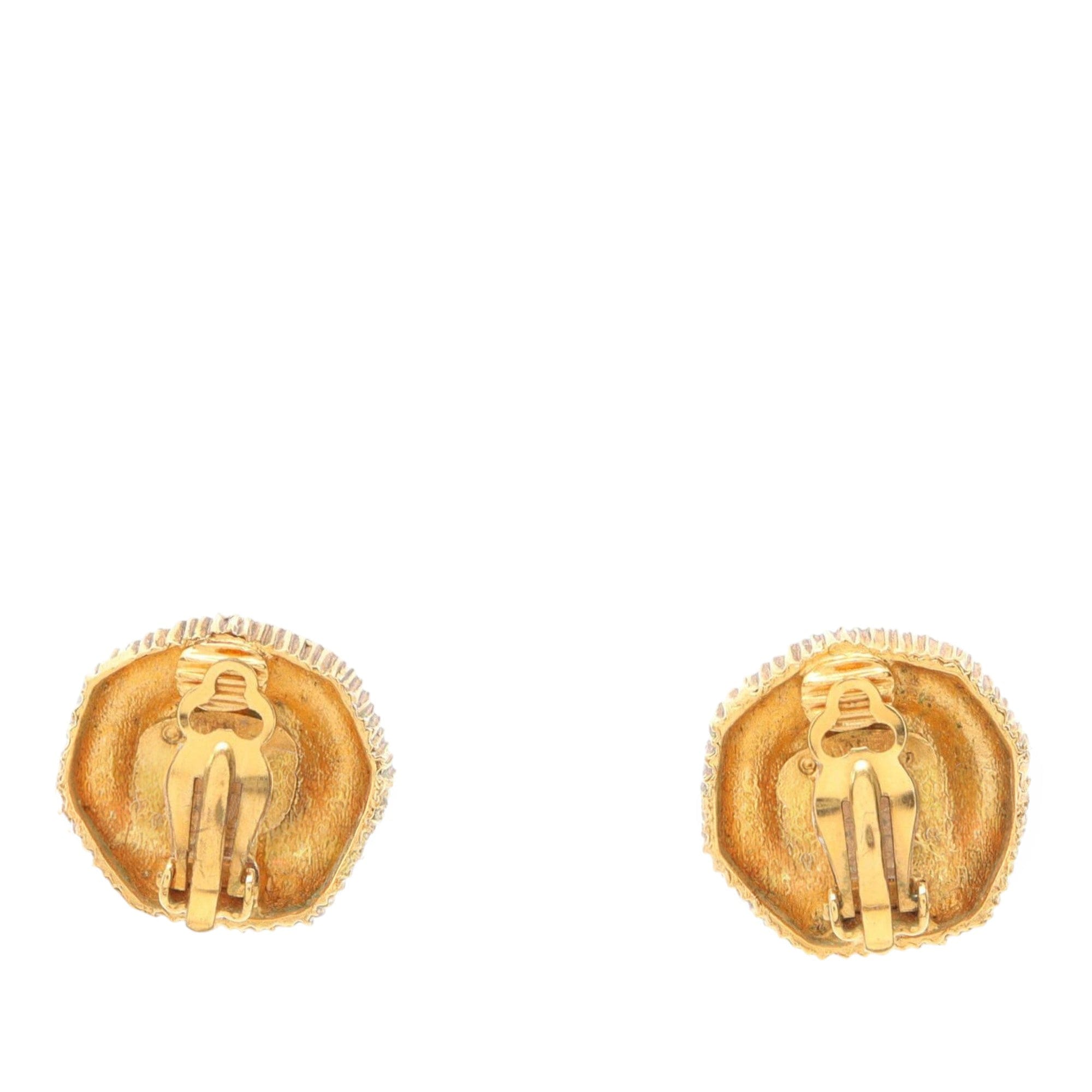 Chanel Gold Plated Faux Pearl Clip On Earrings