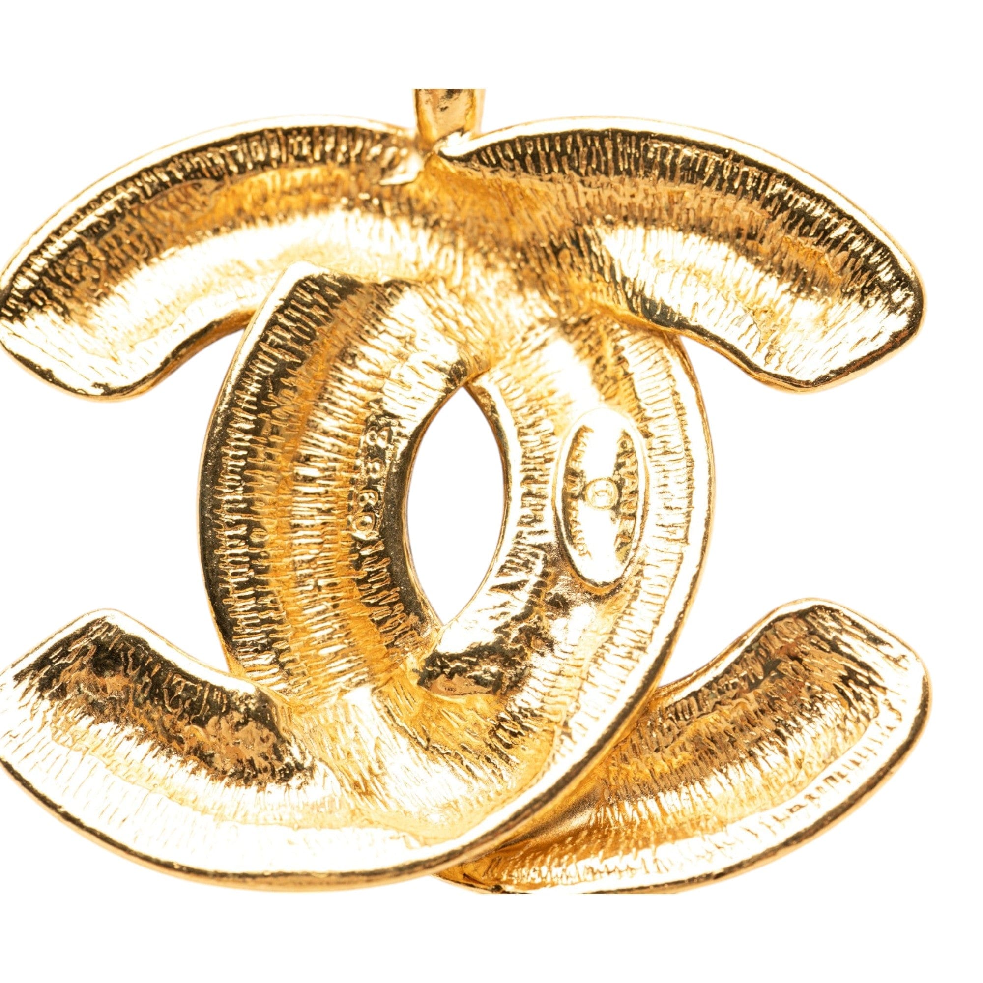 Chanel CC Gold Plated Quilted Pendant Necklace