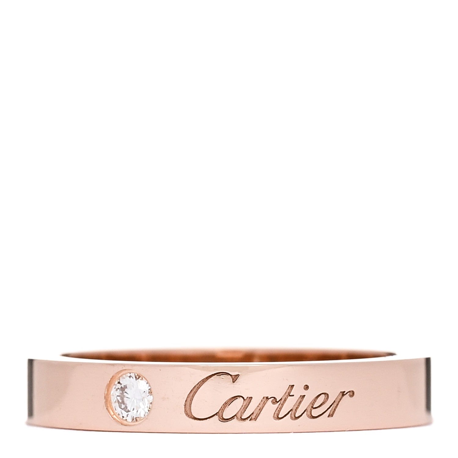 Cartier 18K Pink Gold Diamond 3 mm C De Cartier Wedding Band Ring 48 4.5