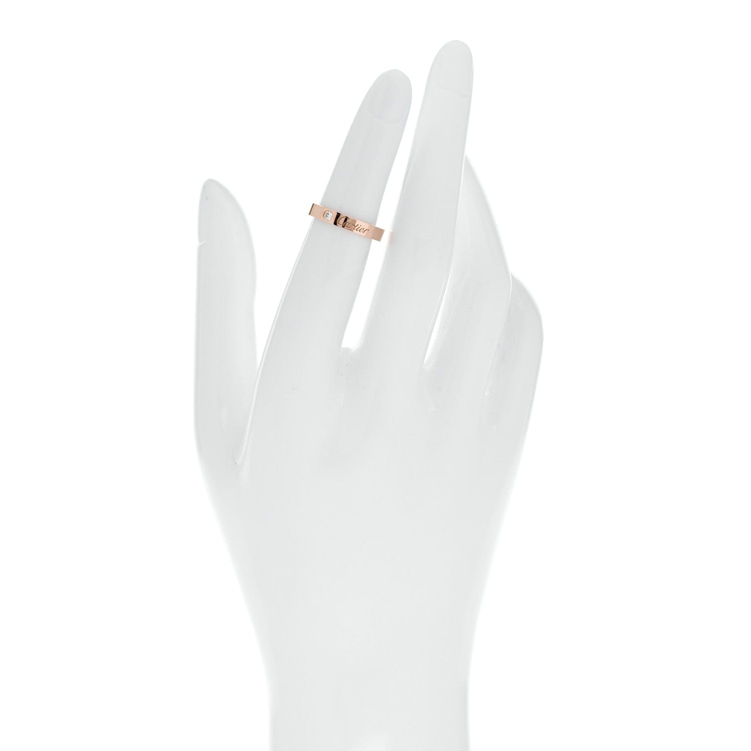 Cartier 18K Pink Gold Diamond 3 mm C De Cartier Wedding Band Ring 48 4.5
