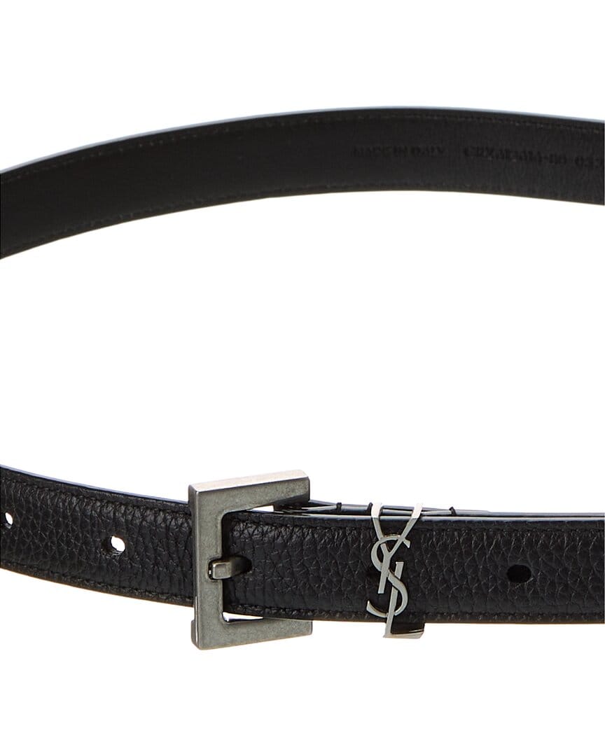 Saint Laurent Cassandre Thin Leather Belt