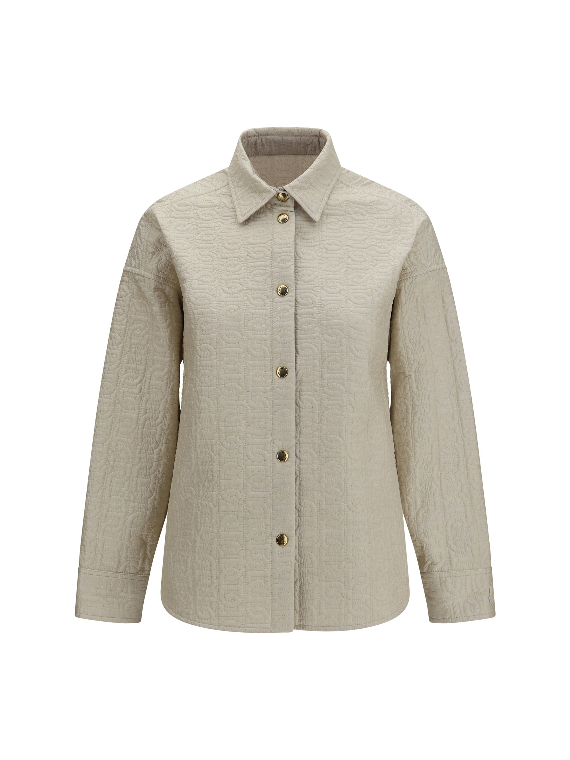 Moncler Quilted Chain Motif Padded Jacket — Brown