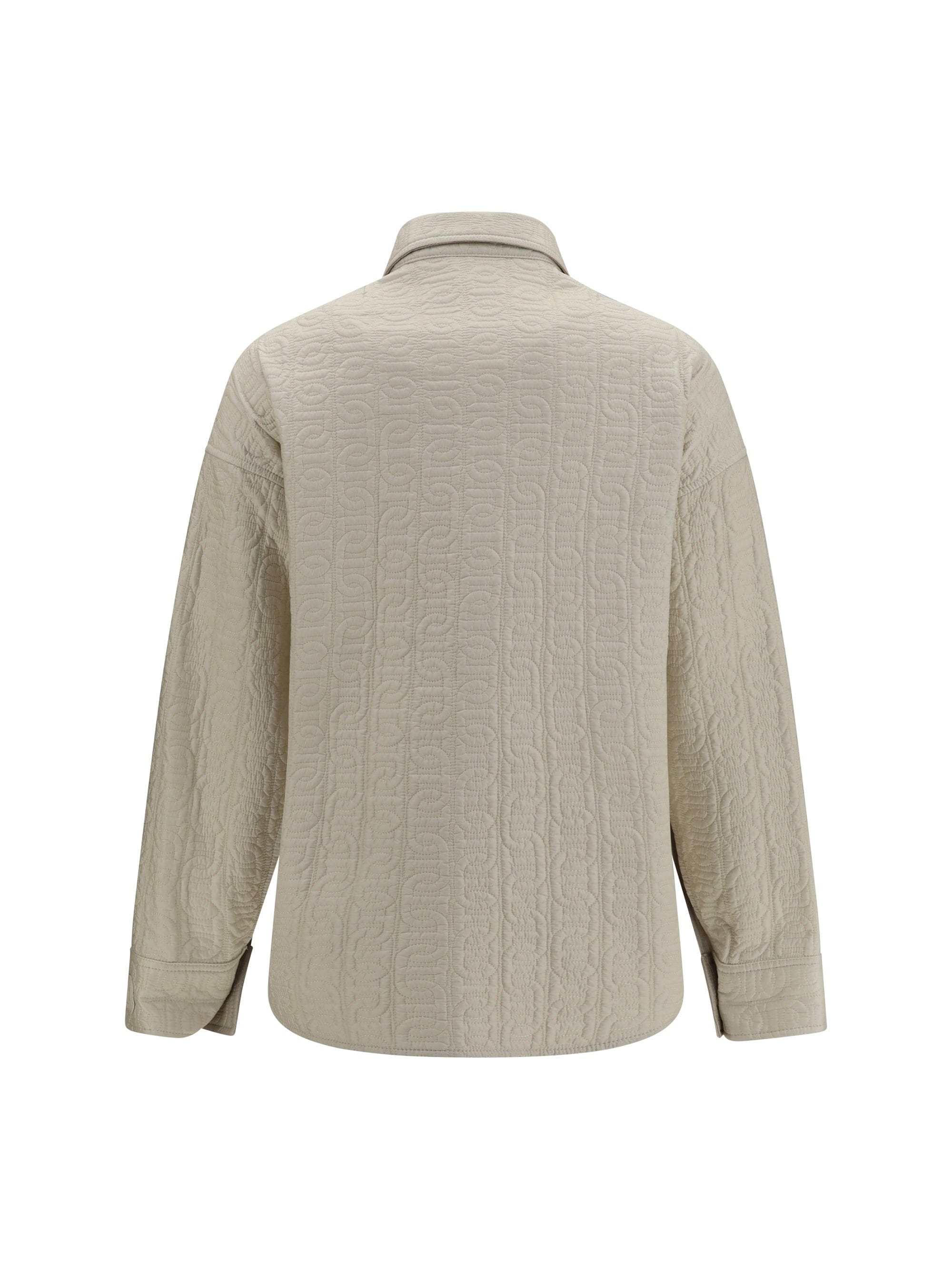 Moncler Quilted Chain Motif Padded Jacket — Brown