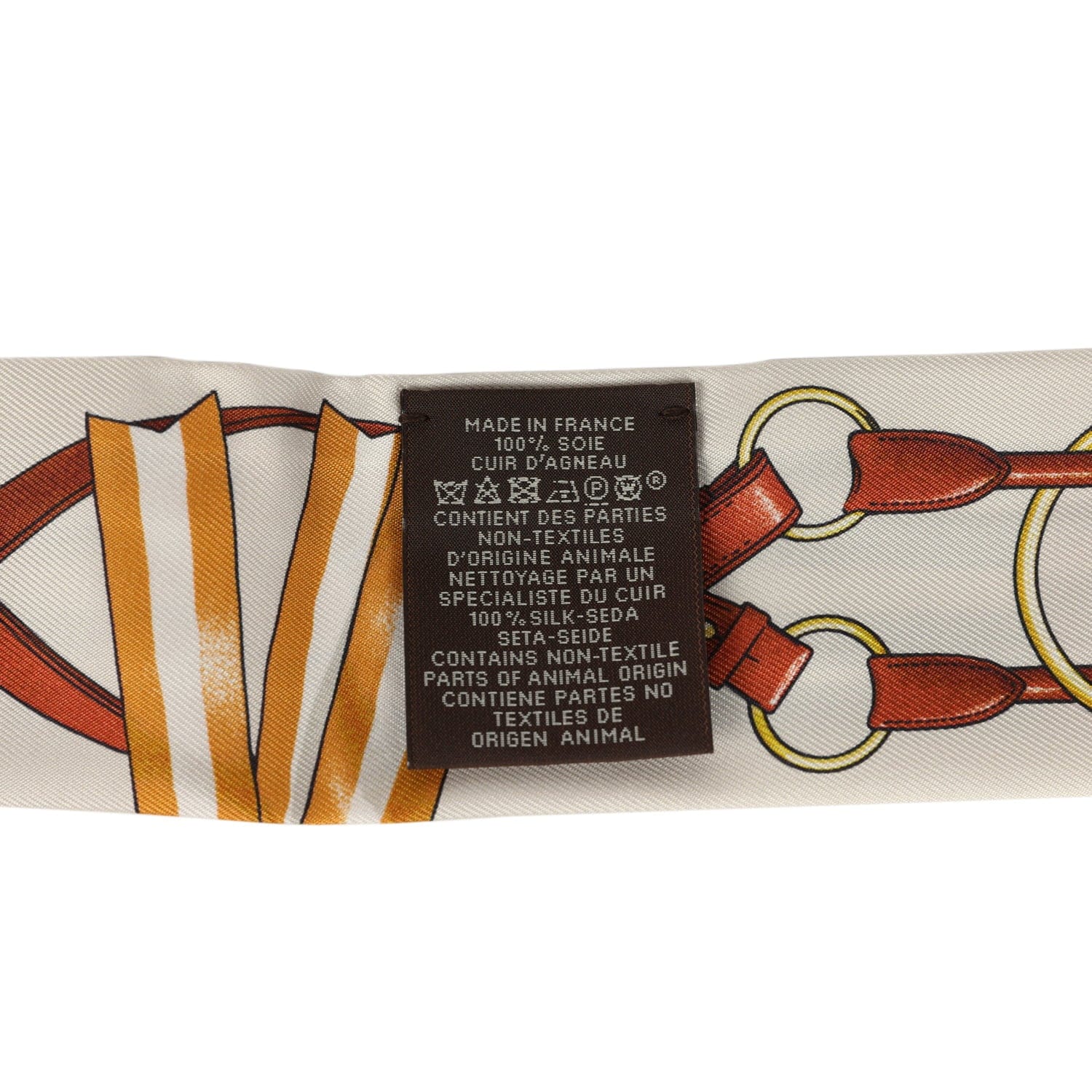 Hermes Jumping Leather Crème, Alezan and Anthracite Fringe Silk Twilly