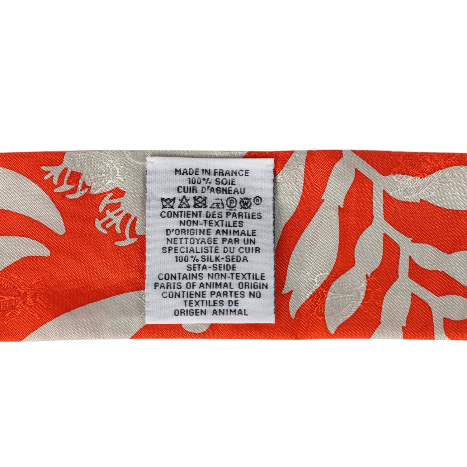 Hermes Bouquet Final Gris Perle and Vermillon Fringe Silk Twilly