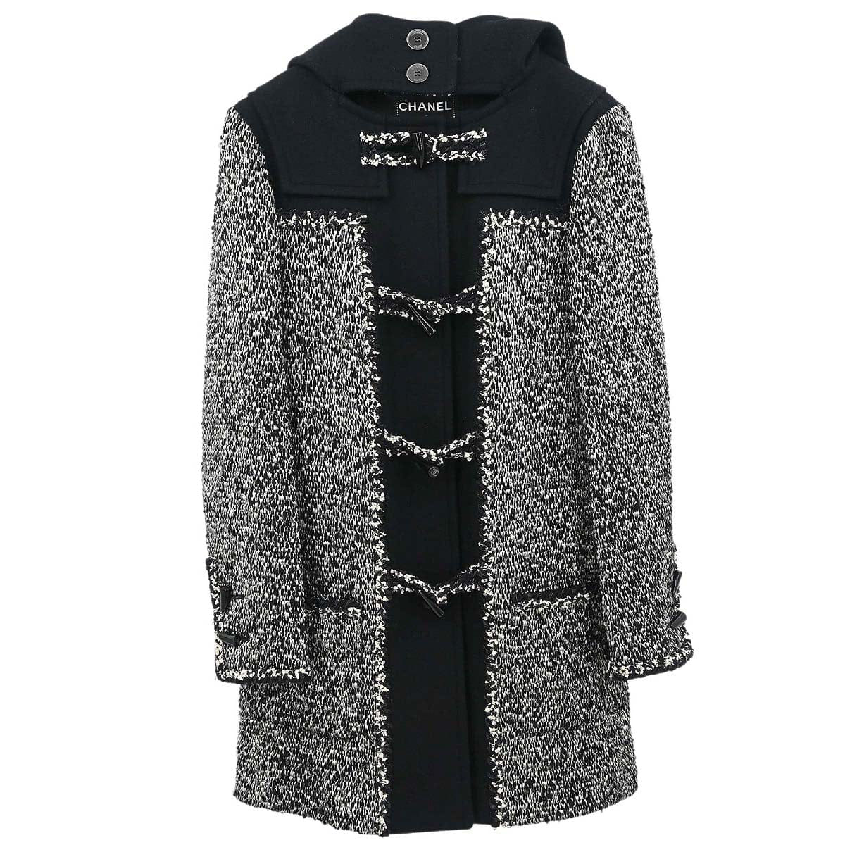 Chanel 2011 - 2012 Hooded Duffel Coat Tweed Black #34