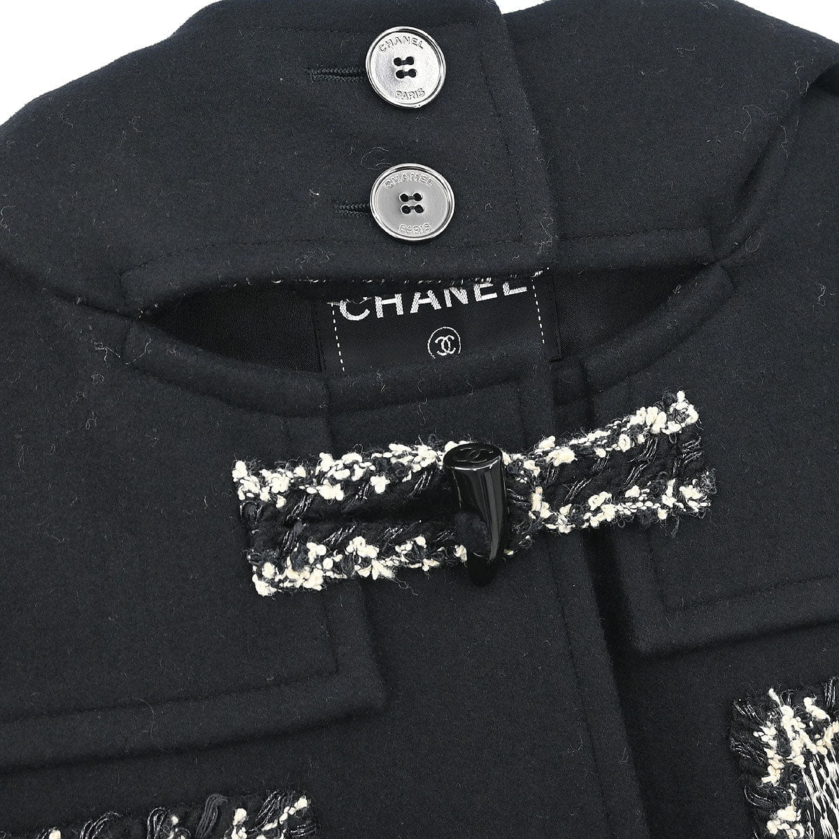 Chanel 2011 - 2012 Hooded Duffel Coat Tweed Black #34