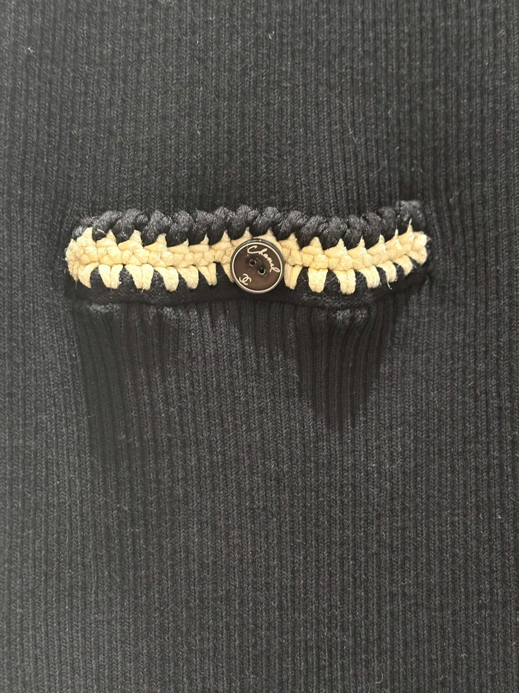 Chanel Black Cotton CC Knit Dress #38