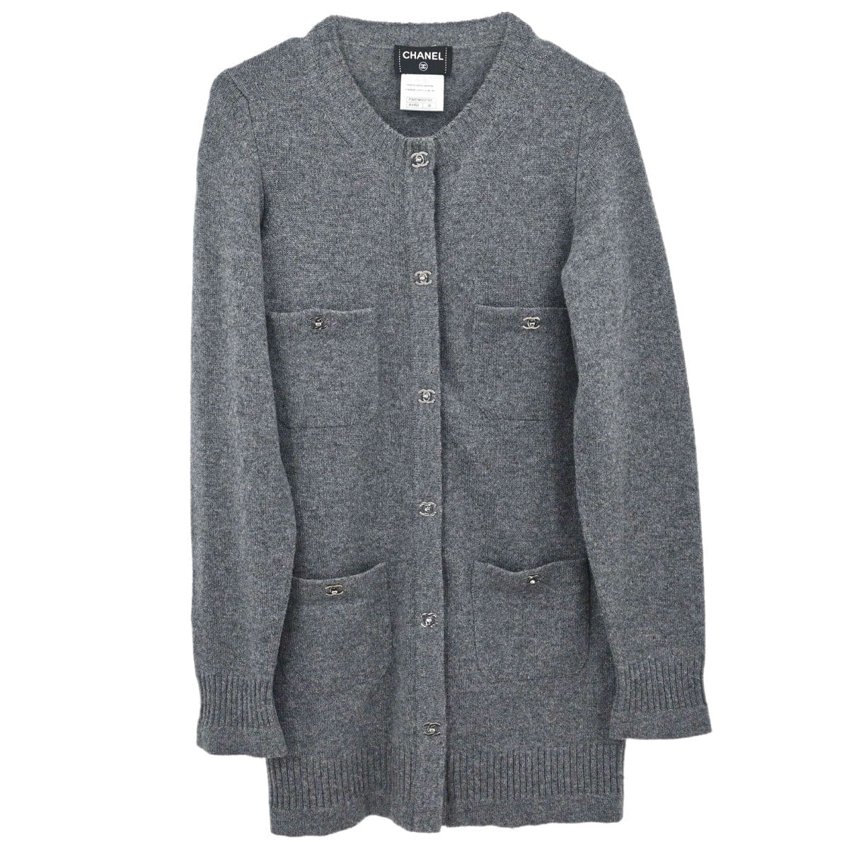 Chanel 2010 Cardigan Turnlock Button Gray #38