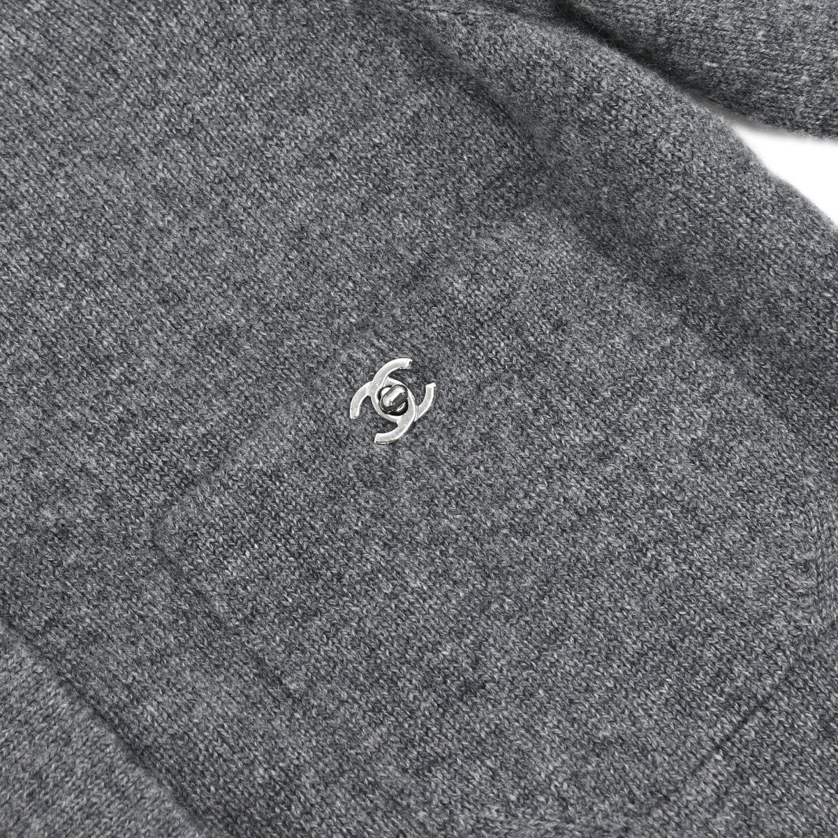 Chanel 2010 Cardigan Turnlock Button Gray #38