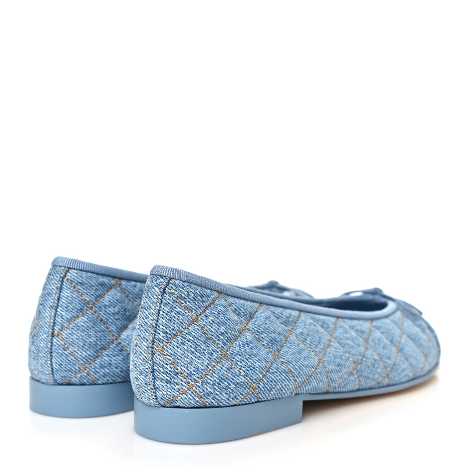 Chanel Washed Denim Quilted Cap Toe CC Ballerina Flats 37 Blue