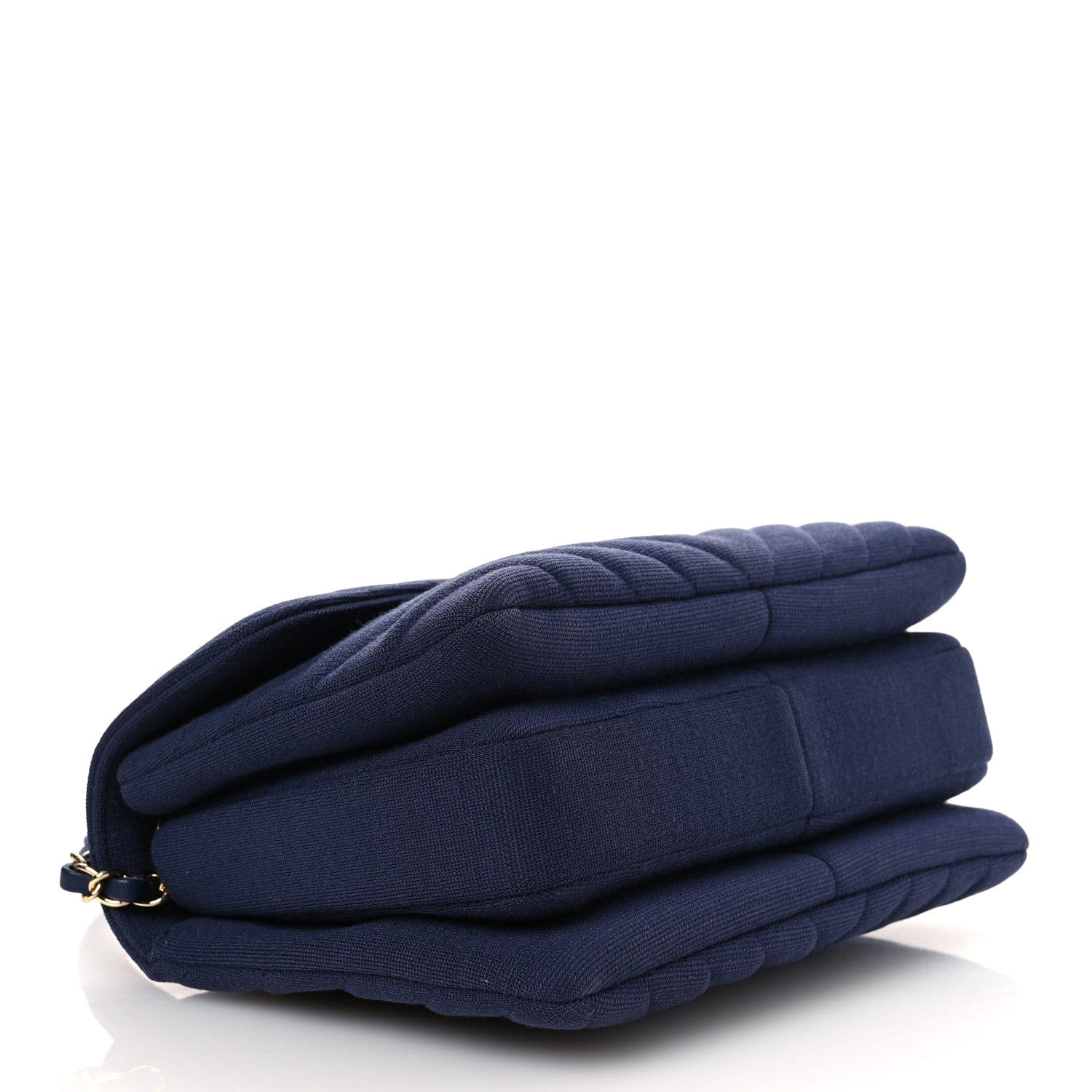 Chanel Jersey Chevron Quilted Small Trendy CC Dual Handle Flap Bag Navy Blue