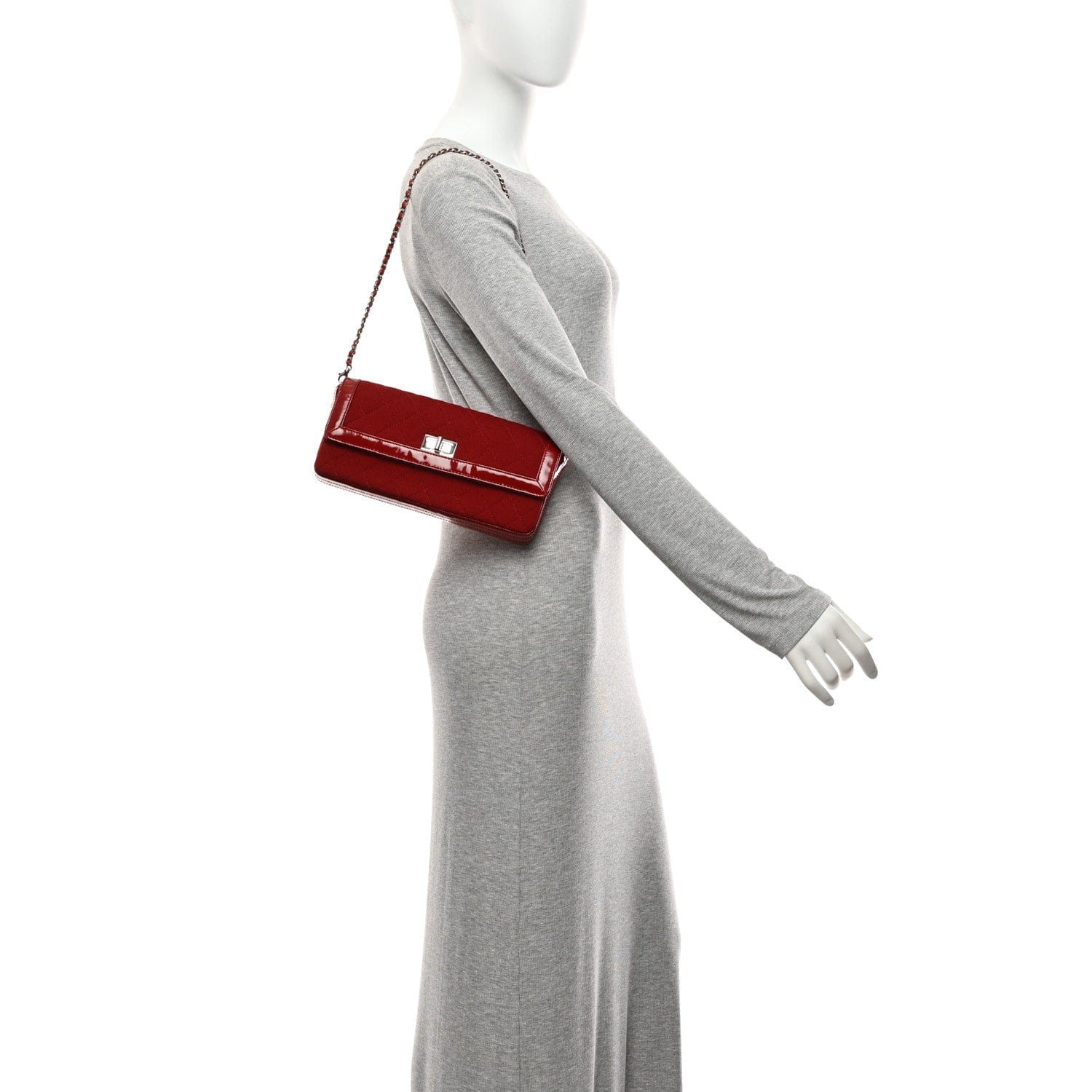Chanel Patent Jersey Quilted 2.55 Reissue East West Flap Red