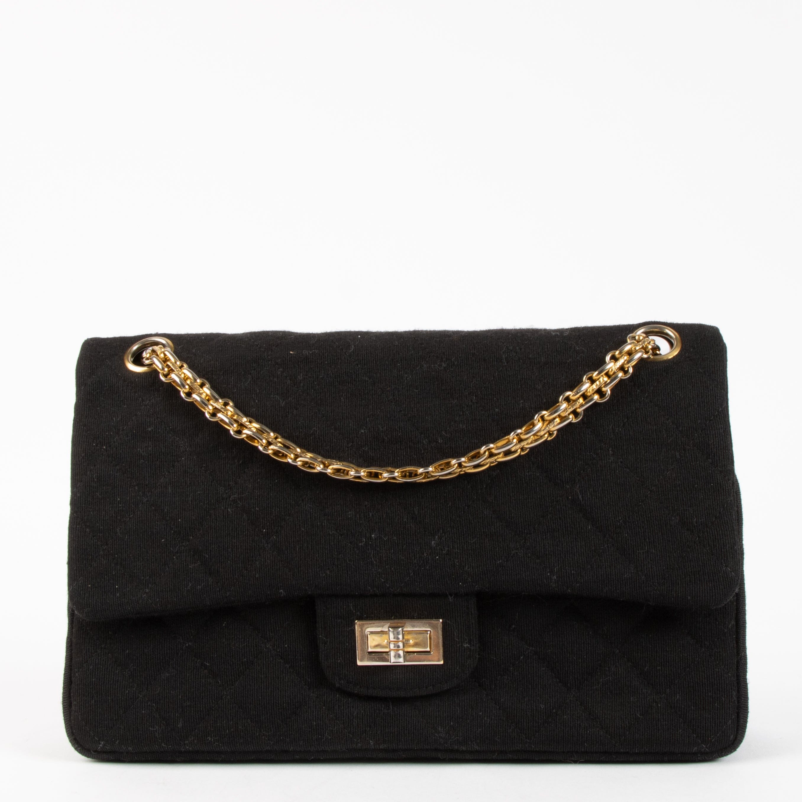 Chanel 1960s Black Jersey Medium 2.55 Bag
