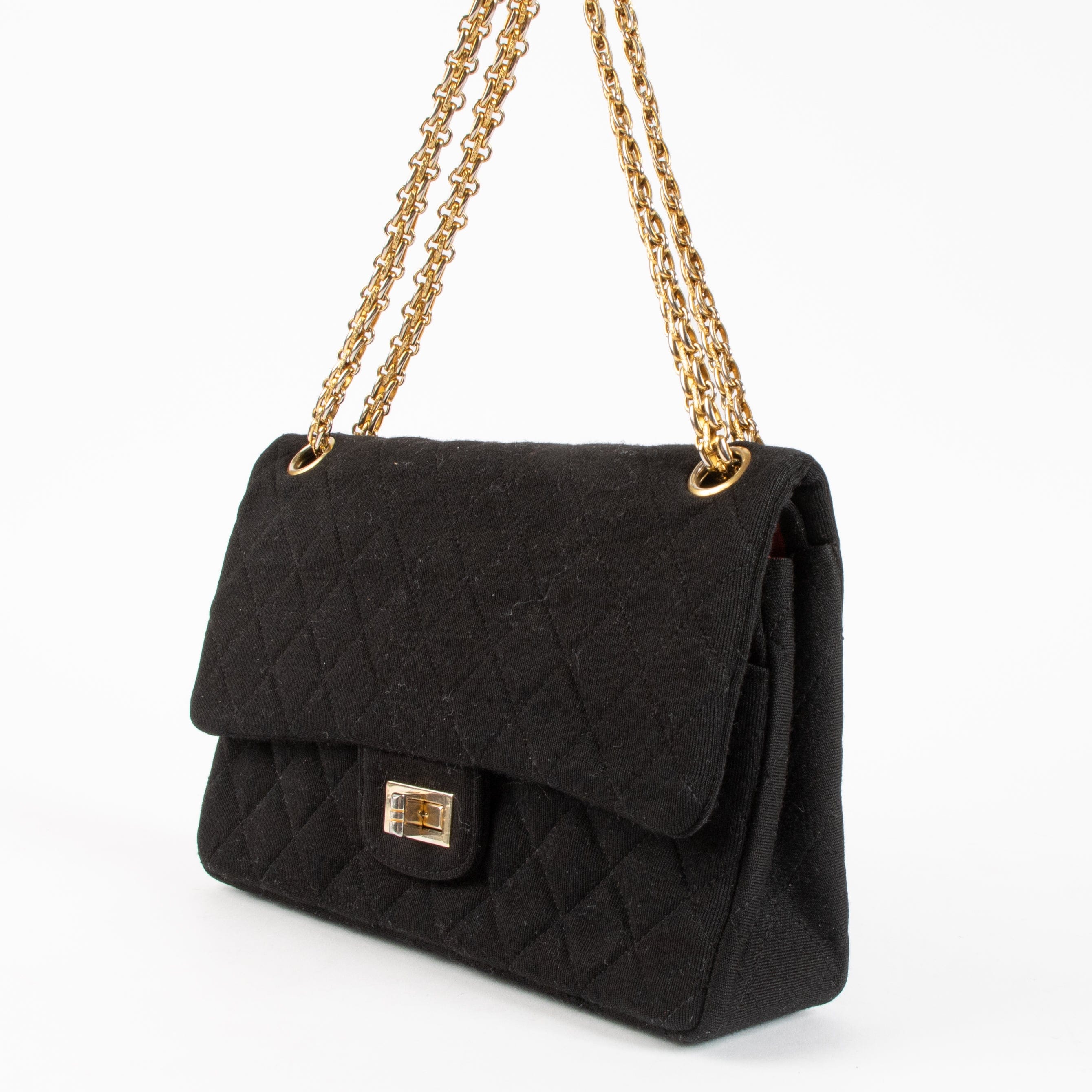 Chanel 1960s Black Jersey Medium 2.55 Bag