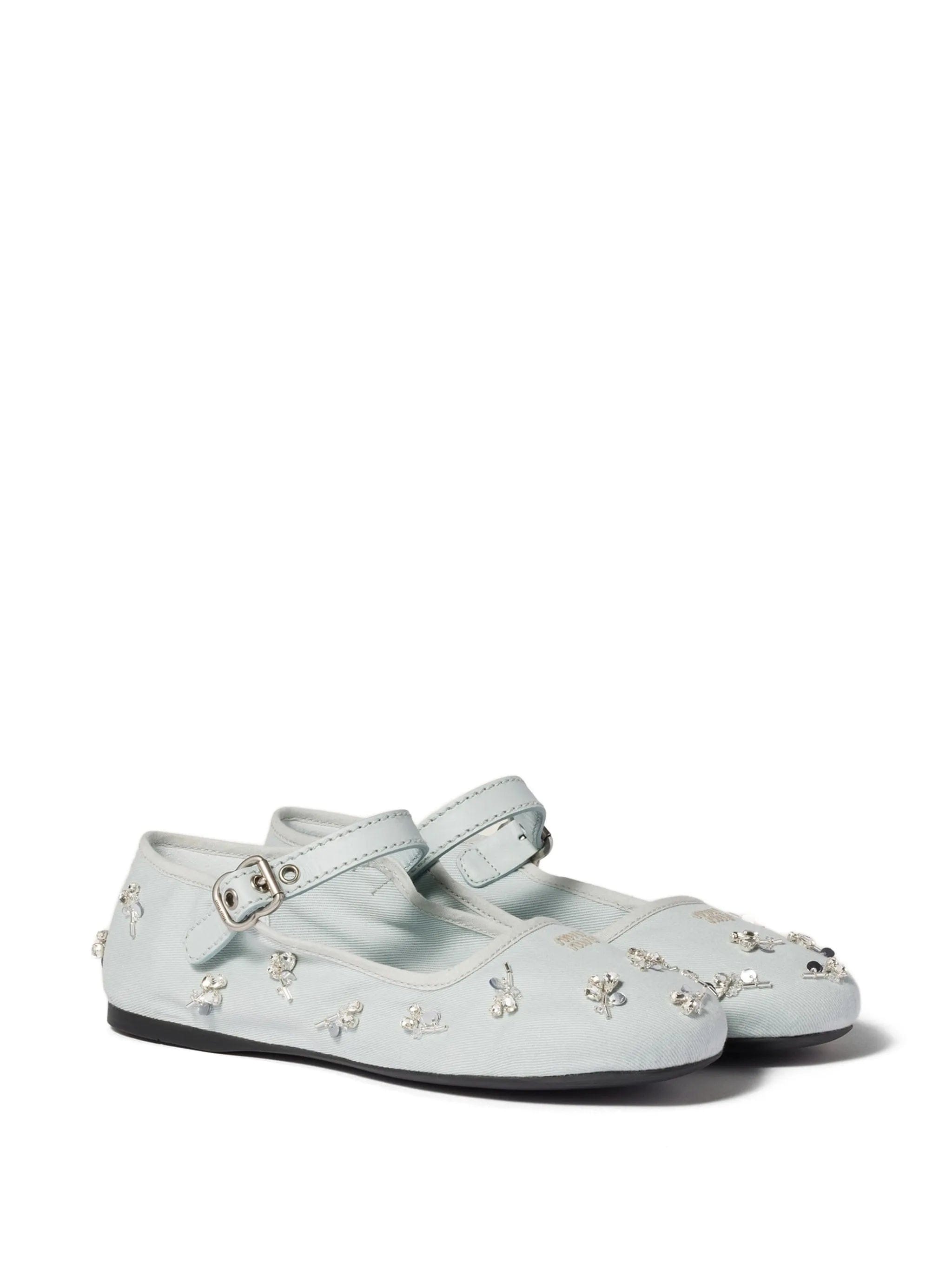 Miu Miu embroidered drill ballerinas