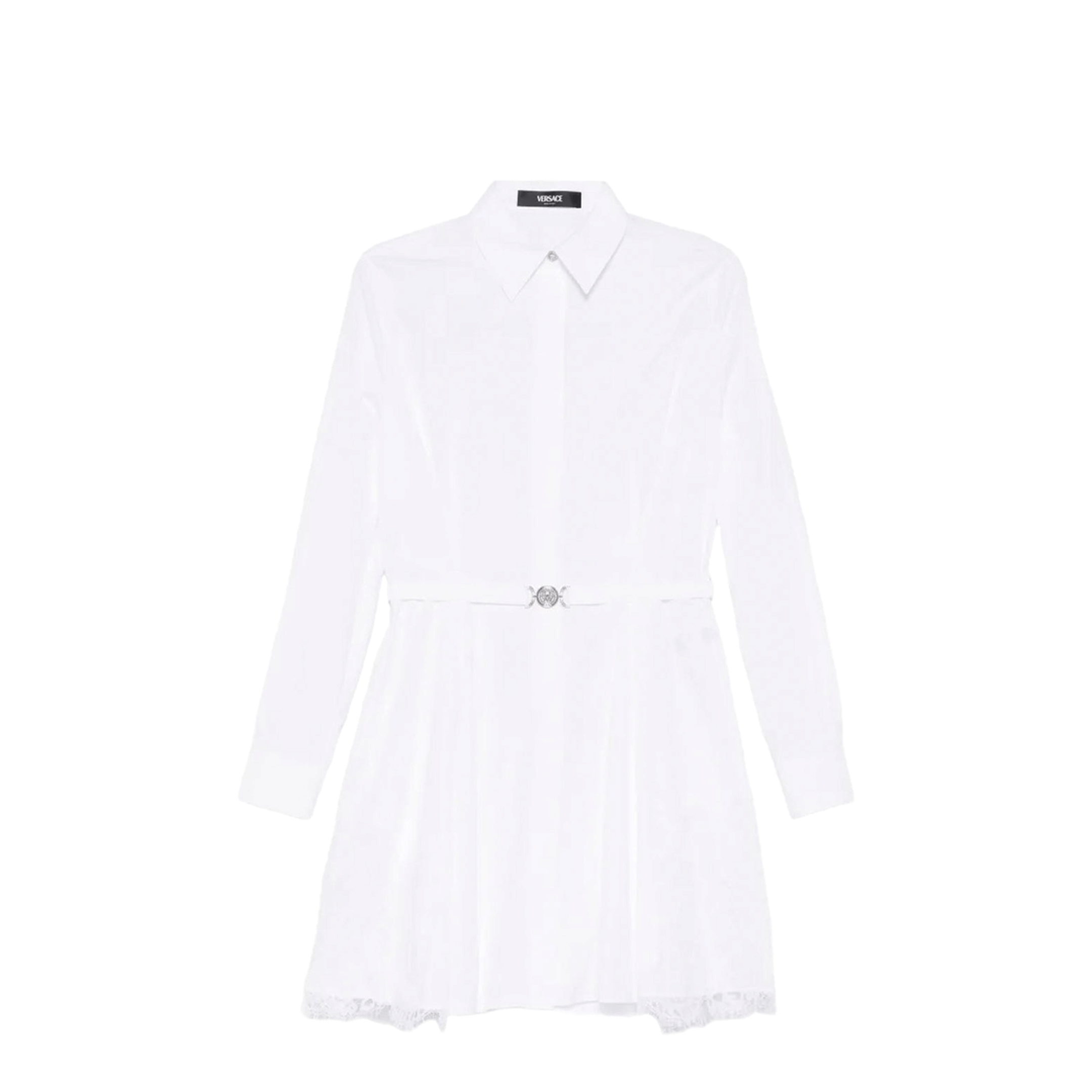 Versace Belted Cotton Shirt Dress - White