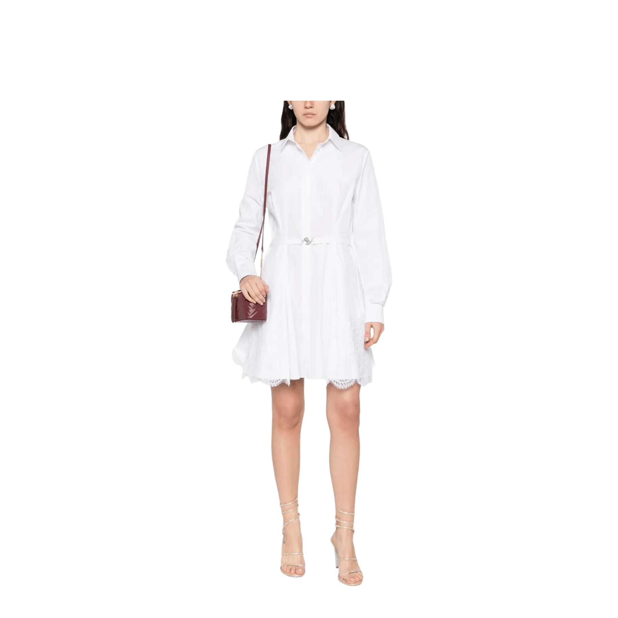 Versace Belted Cotton Shirt Dress - White