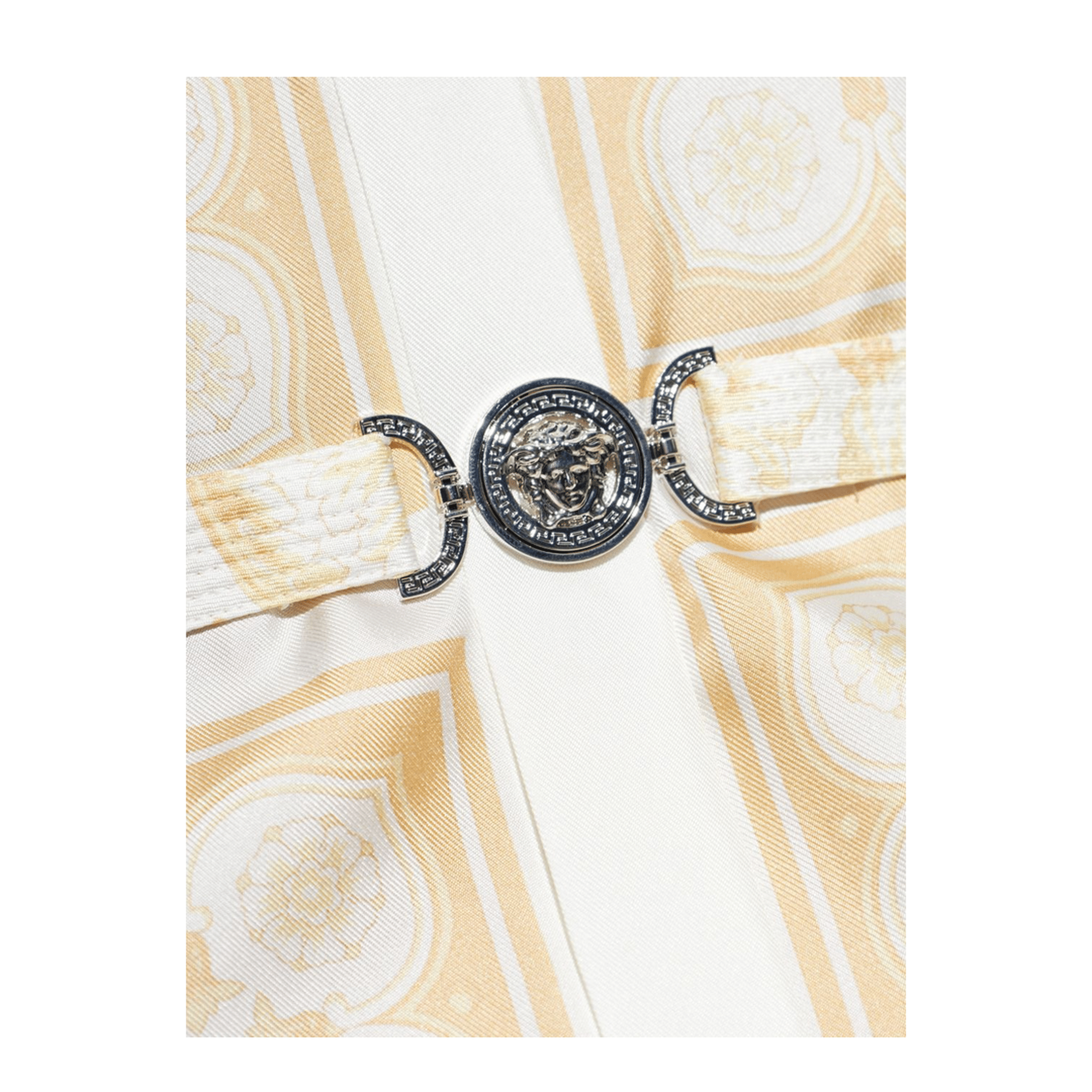 Versace Belted Silk Dress Gold