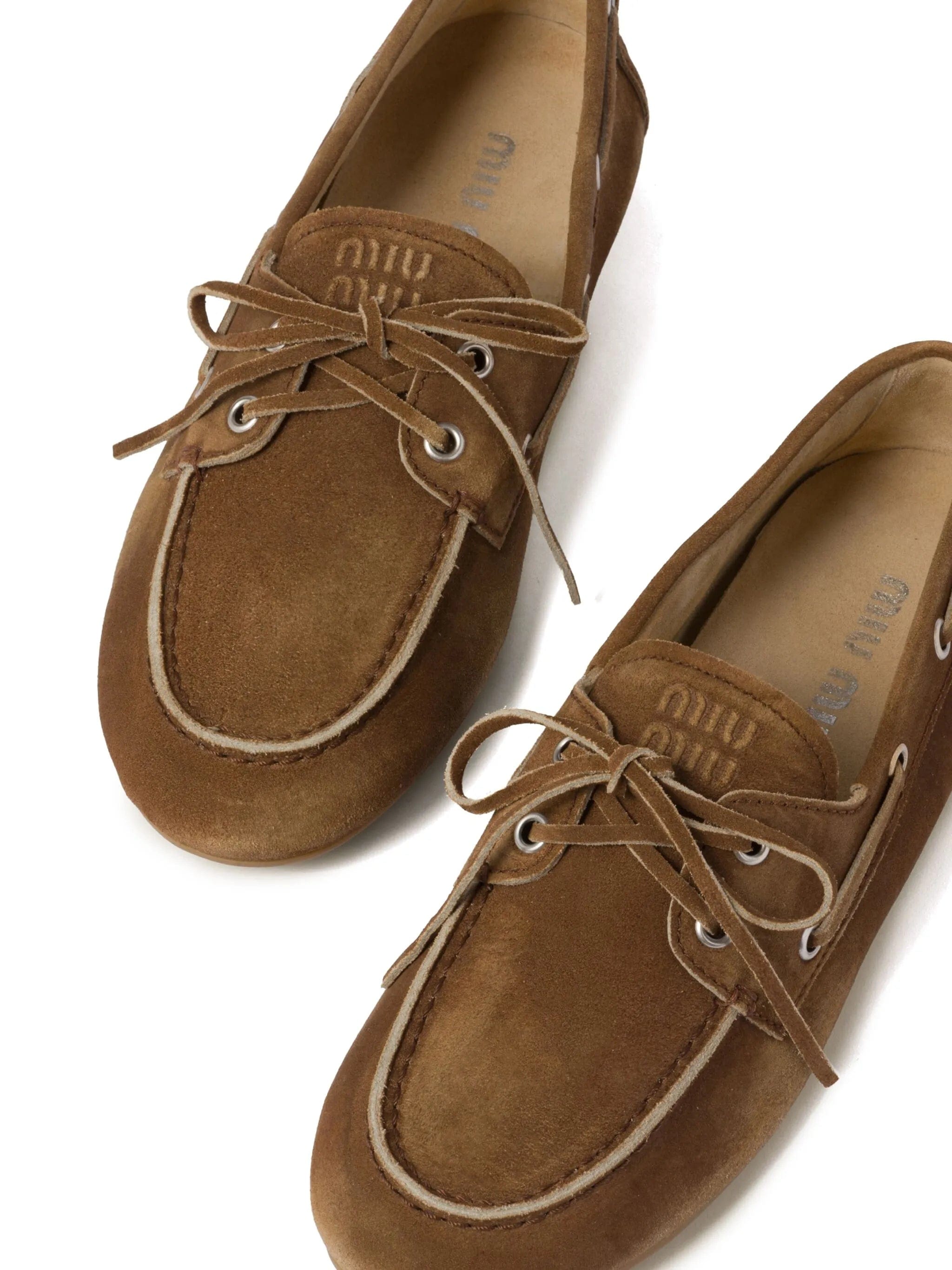 Miu Miu faded suede deck shoes