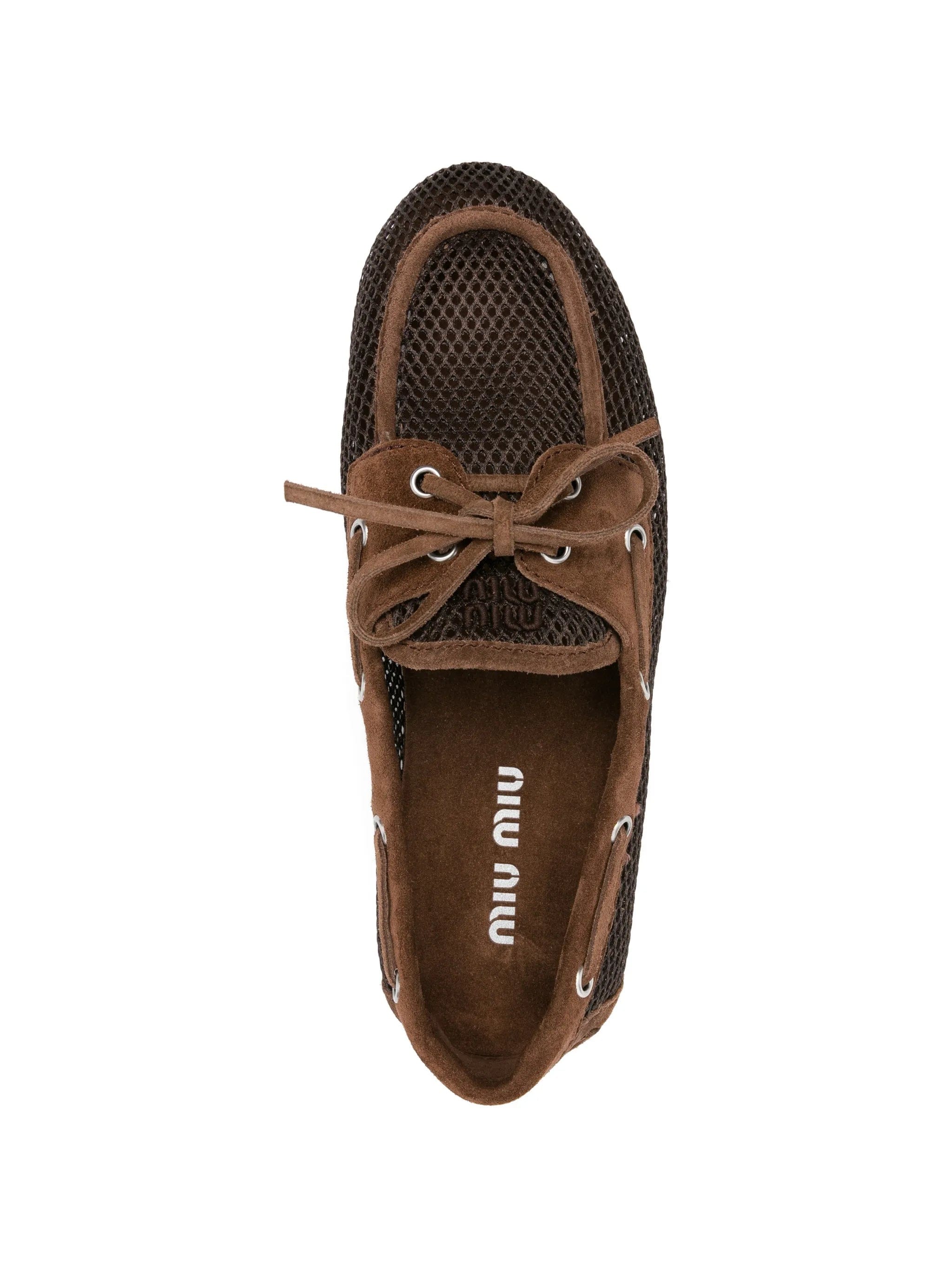 Miu Miu bow - tie mesh loafers