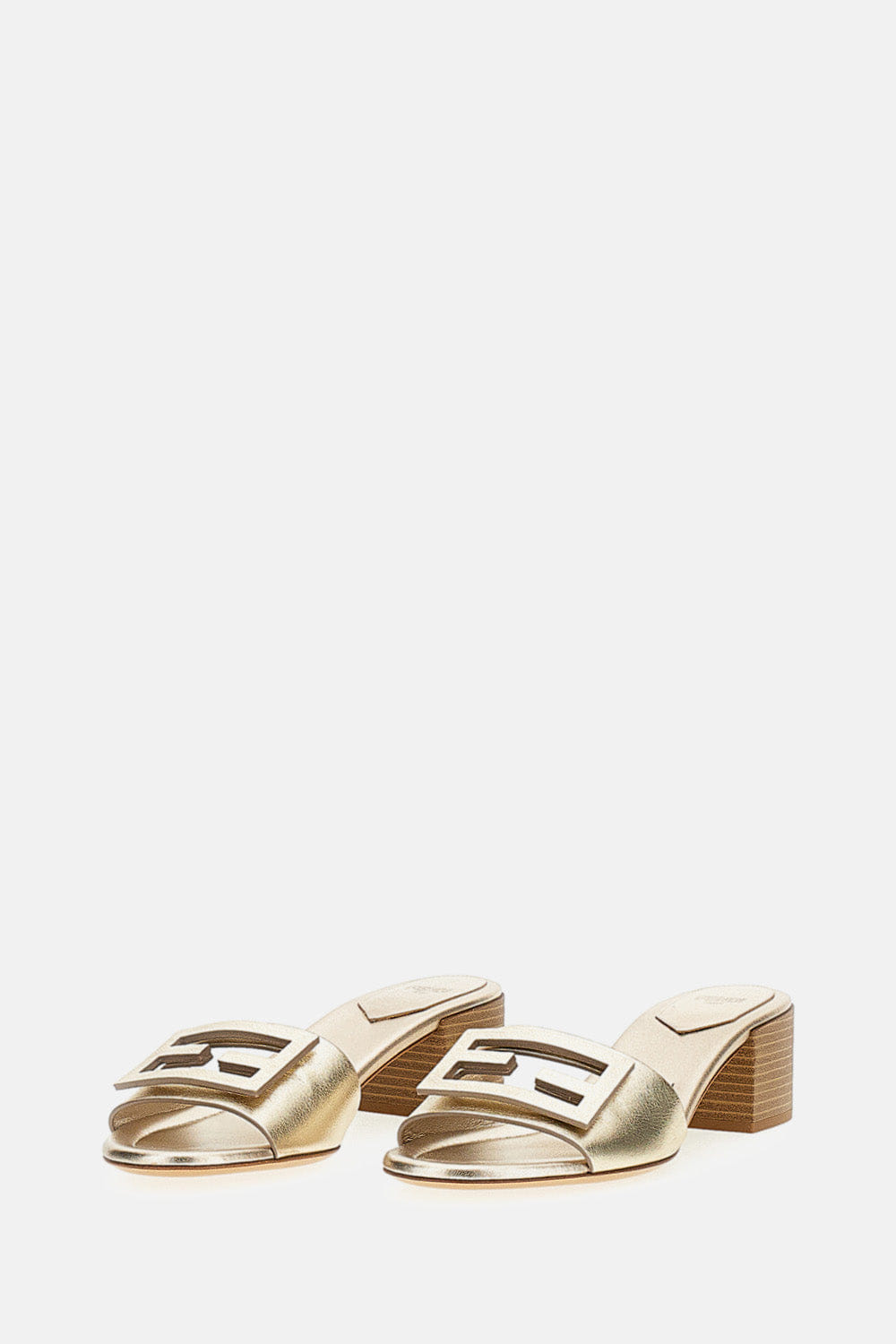 Fendi SLIDE CON TACCO IN PELLE LAMINATA