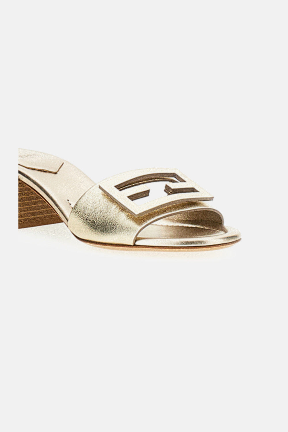 Fendi SLIDE CON TACCO IN PELLE LAMINATA