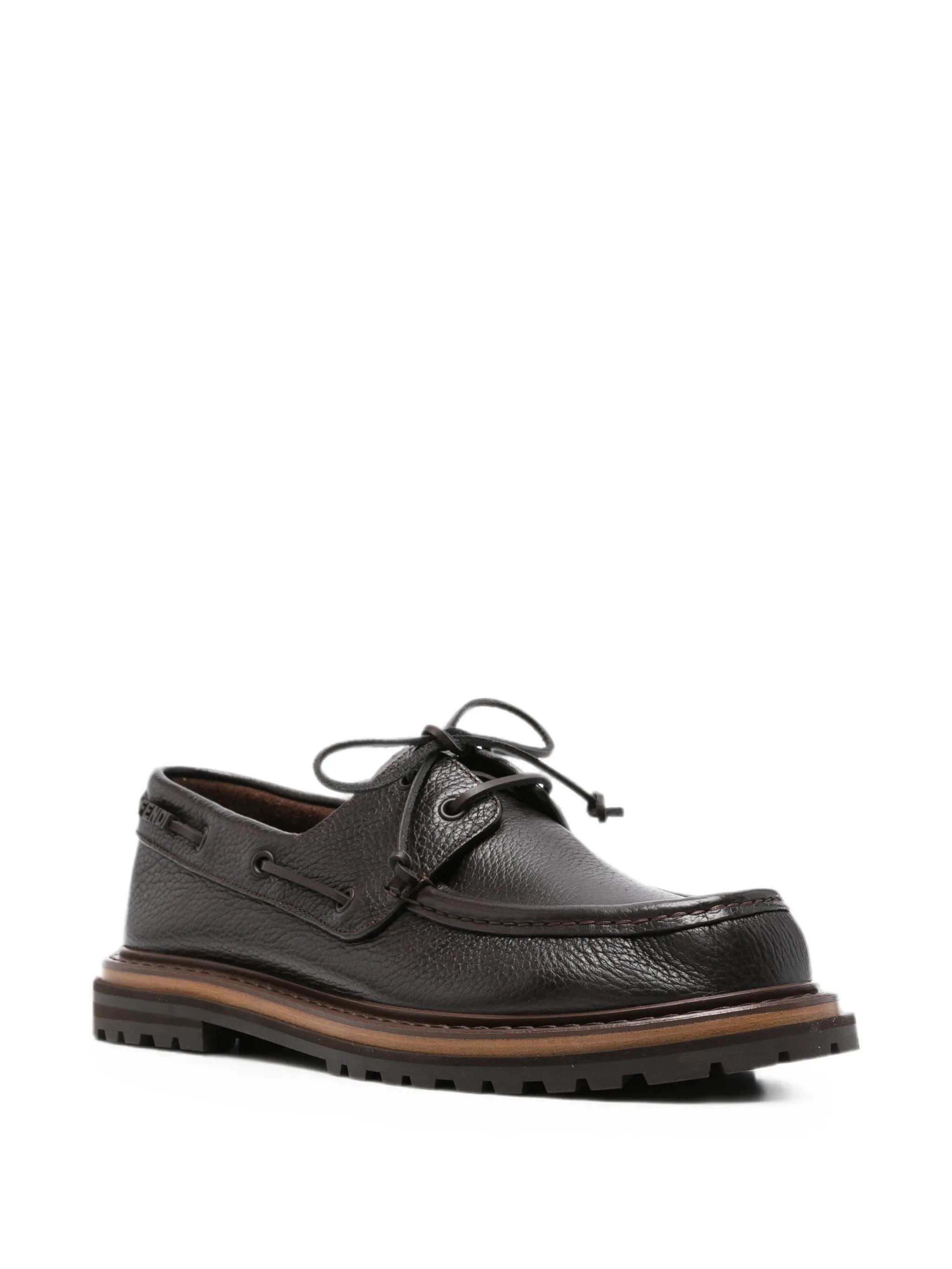 Fendi lace - up leather boat shoes