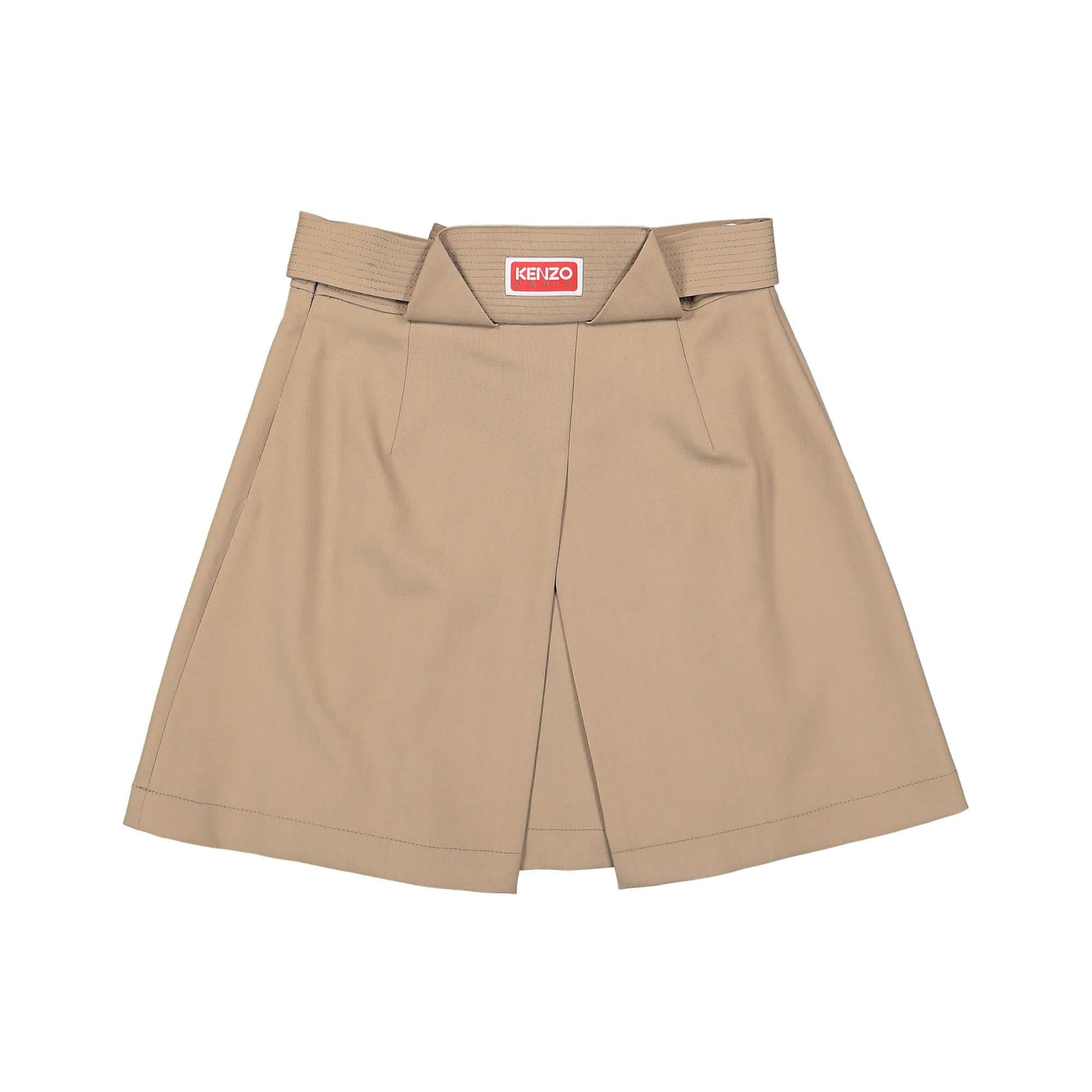 KENZO Pleated Wool Mini Skirt