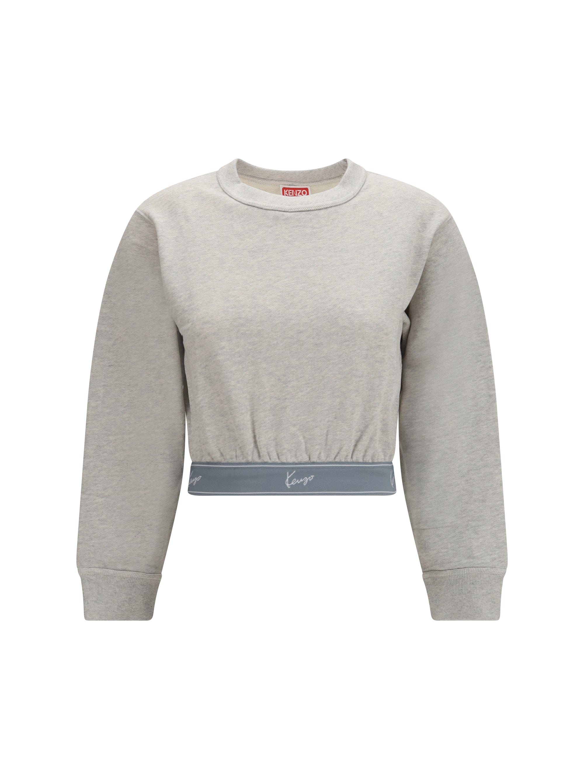 Kenzo Cropped Cotton Sweatshirt — Gray