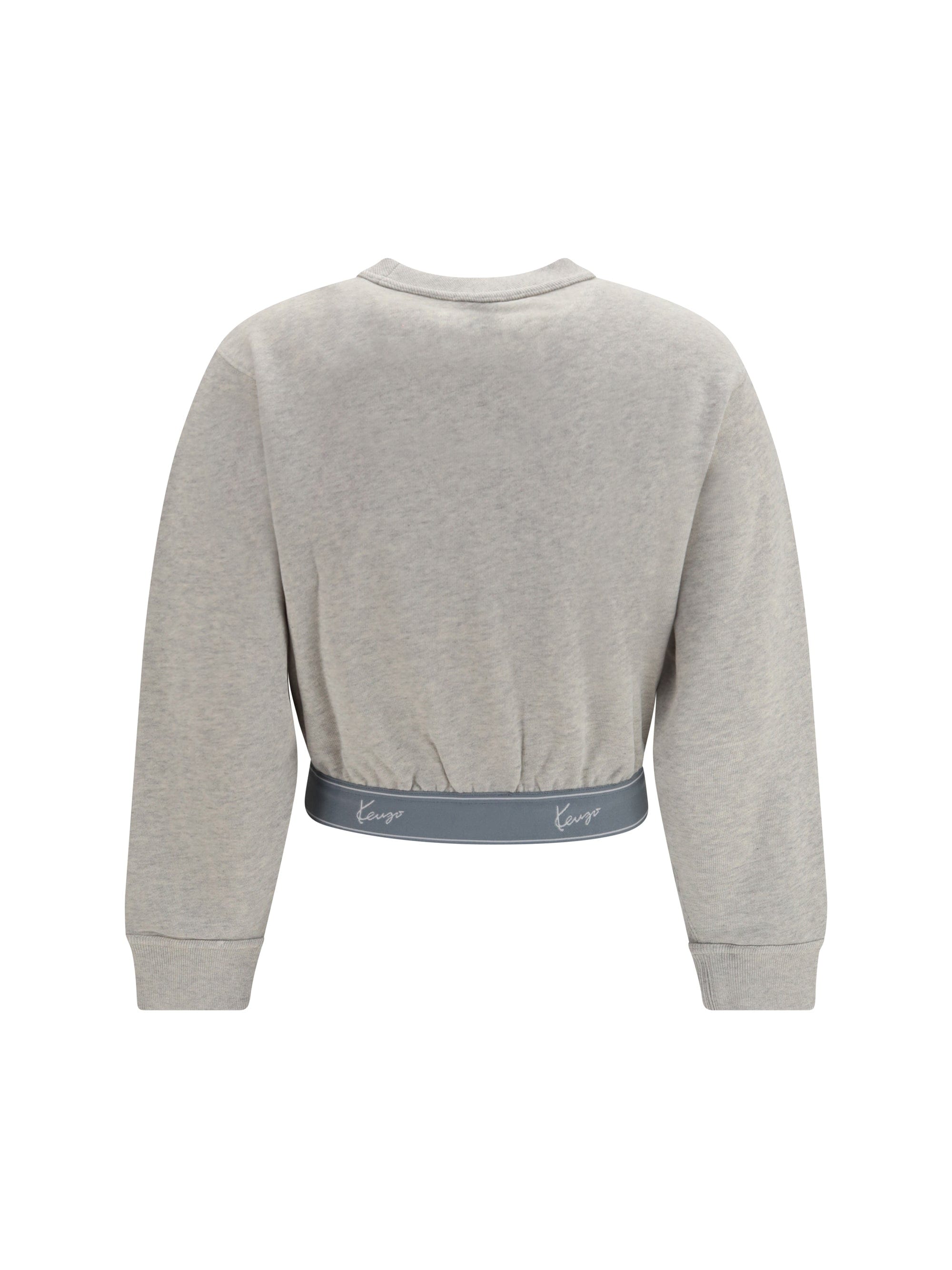 Kenzo Cropped Cotton Sweatshirt — Gray