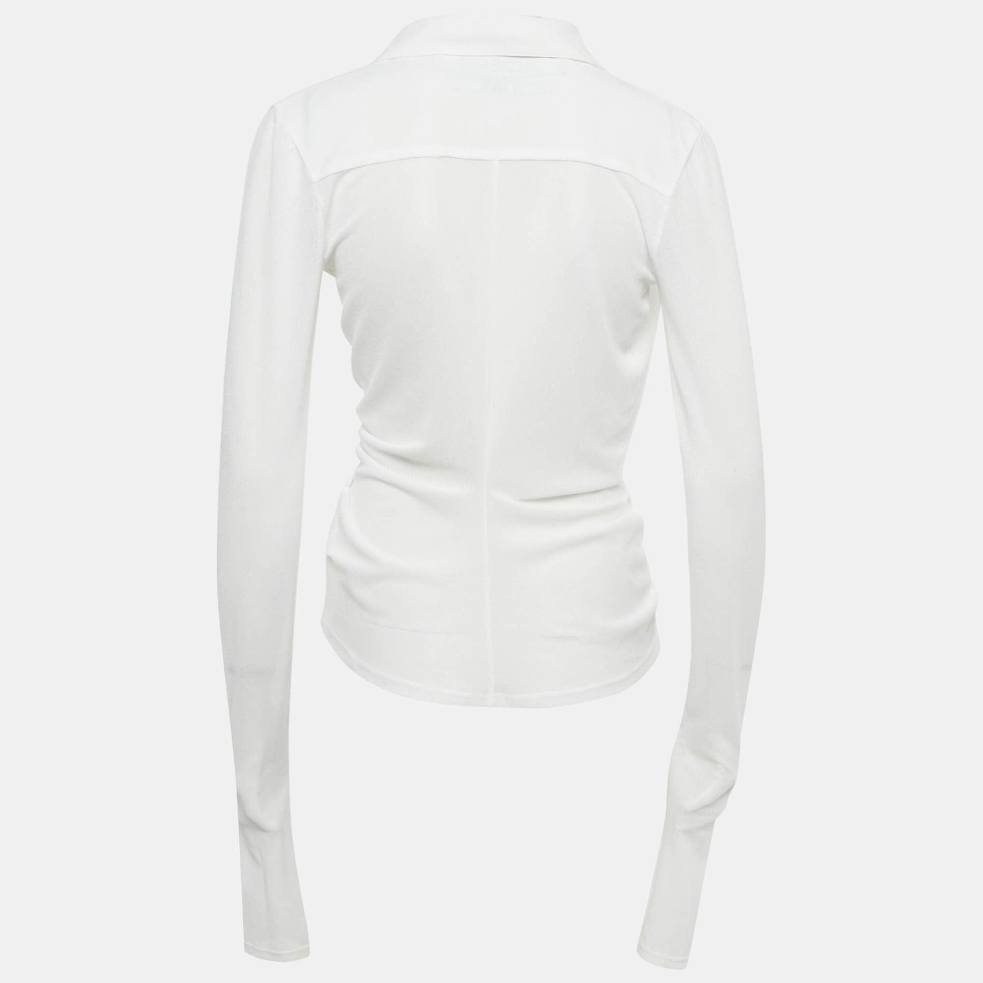 Jacquemus White Crepe Long Sleeve La Riviera Top