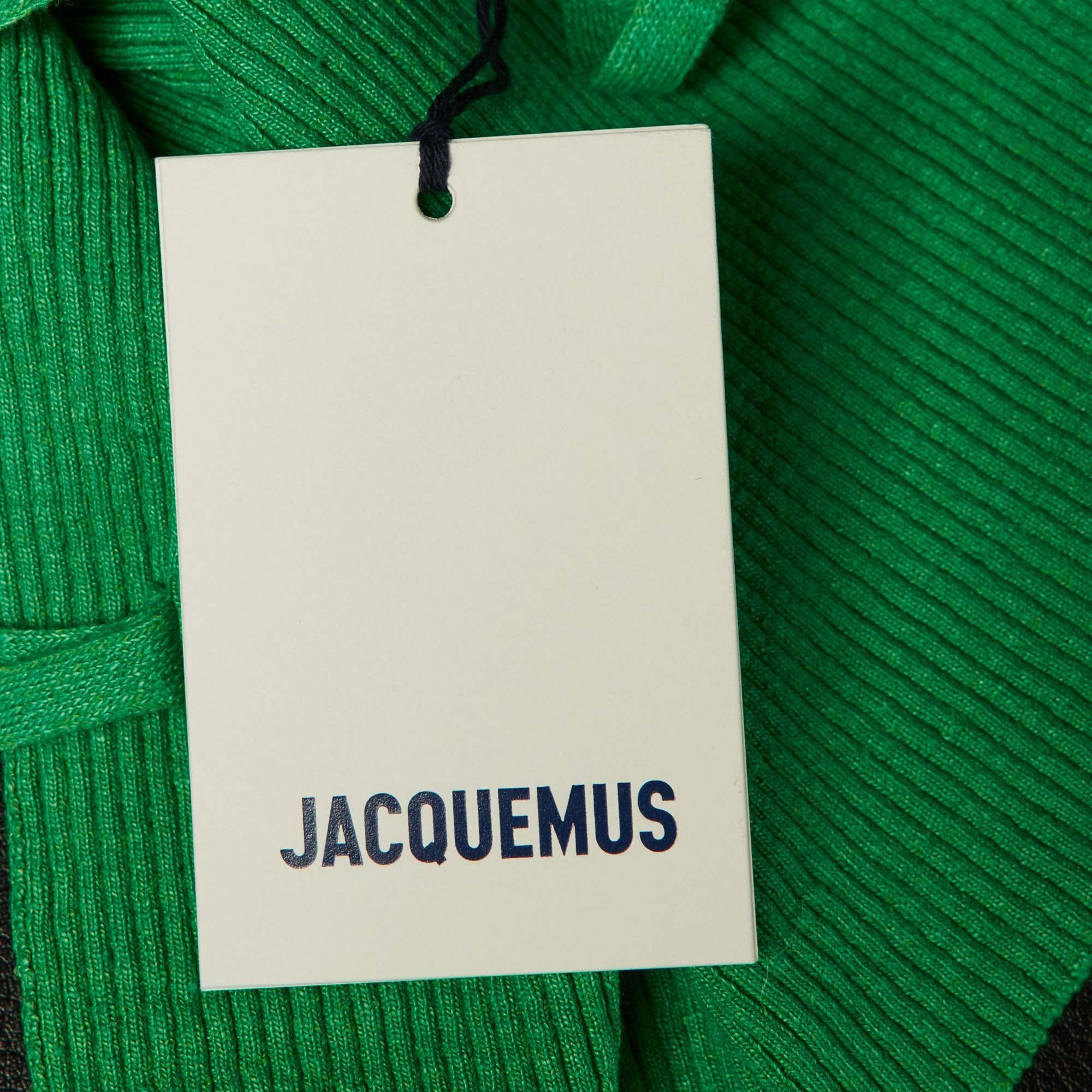 Jacquemus Green Linen Knit La Maille Ascu One Shoulder Top