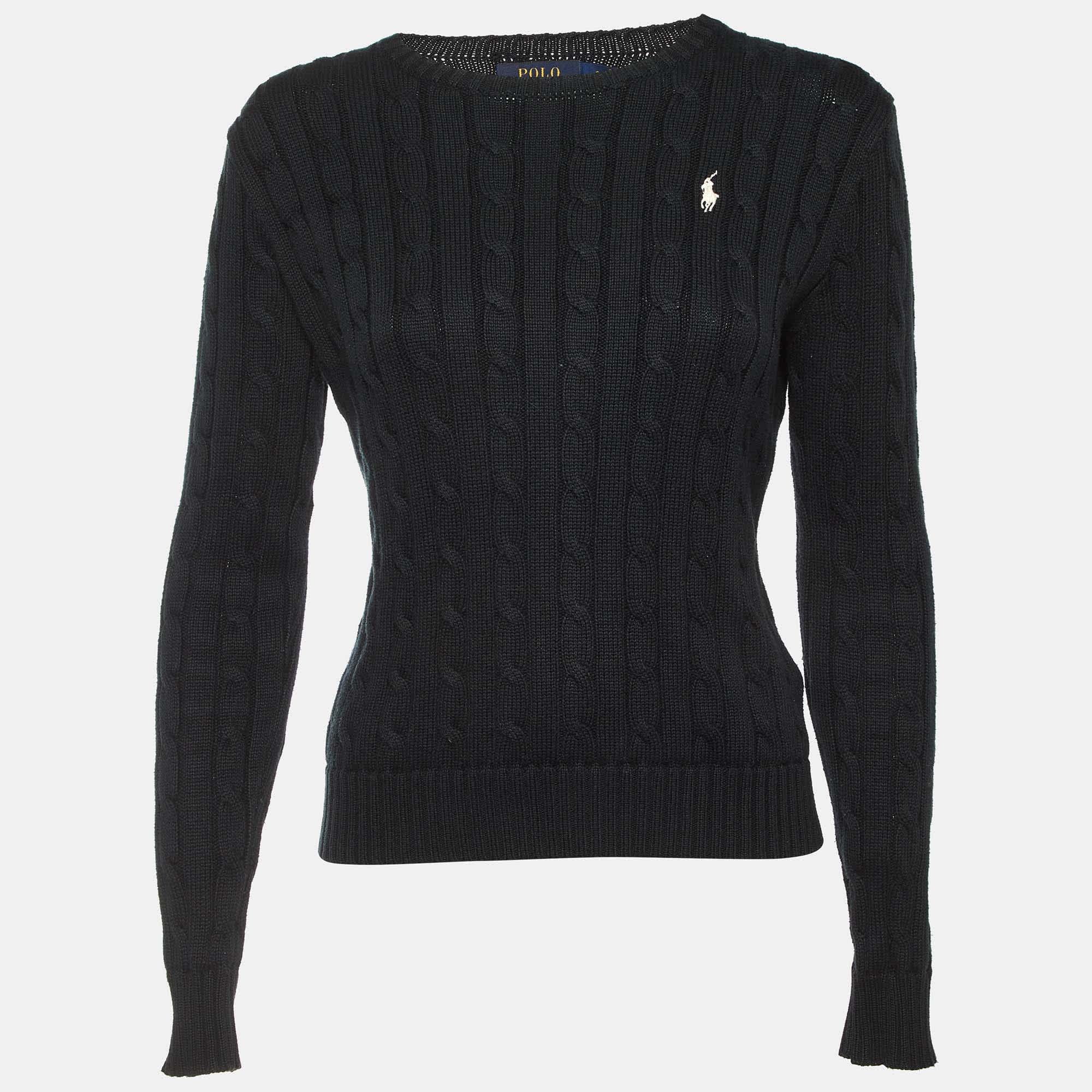 Polo Ralph Lauren Black Cable Knit Long Sleeve Sweater