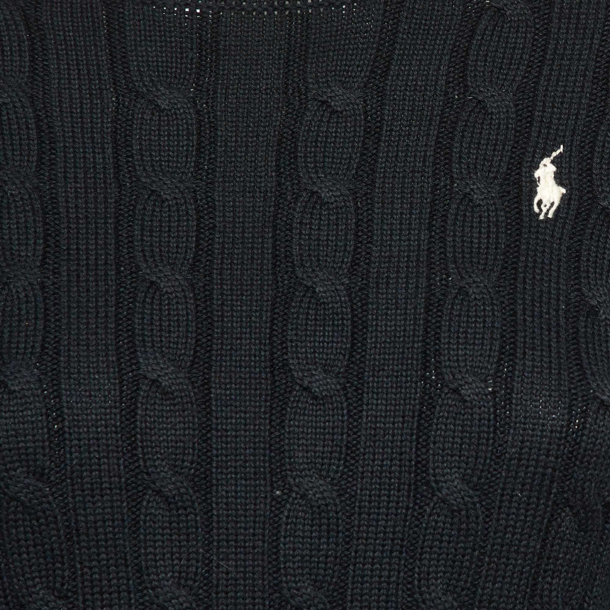 Polo Ralph Lauren Black Cable Knit Long Sleeve Sweater
