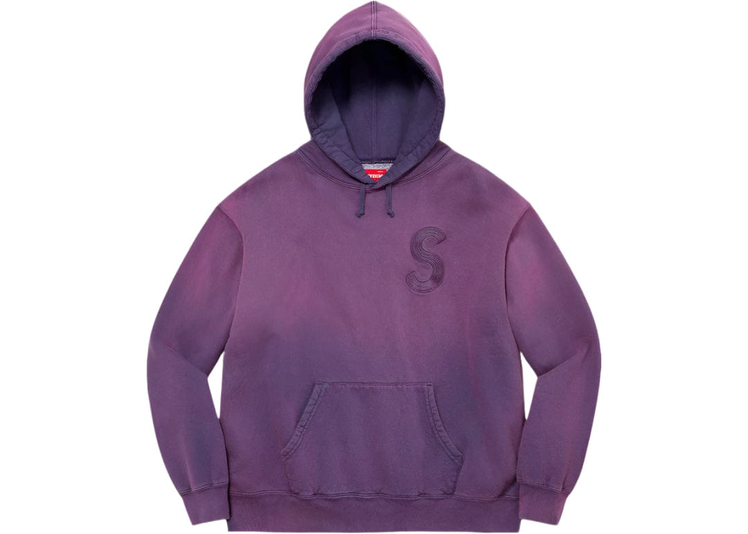 Supreme S Logo Overdyed Hoodie Purple