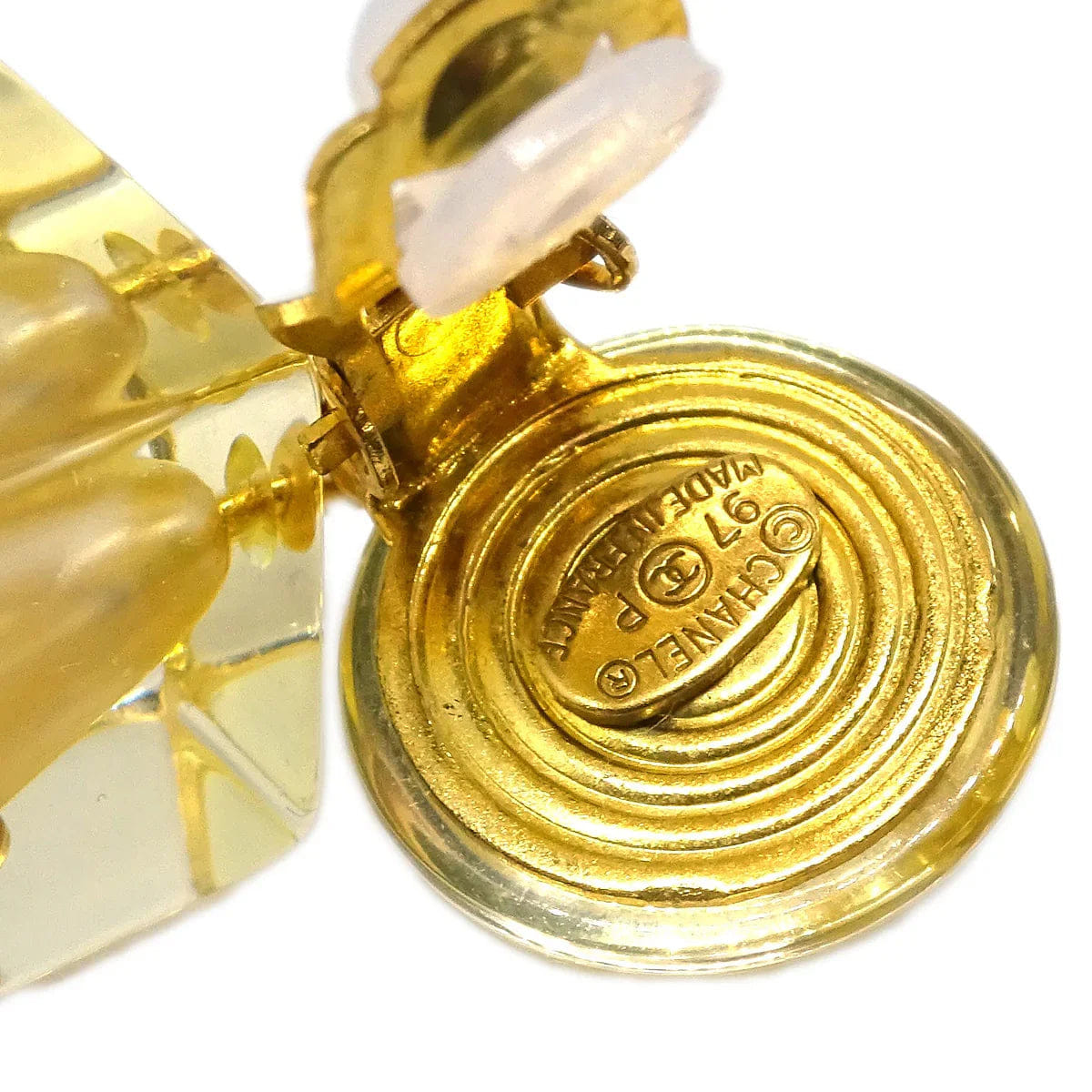 Chanel * 1997 Faux Teardrop Pearl Dangle Earrings Clip - On Gold