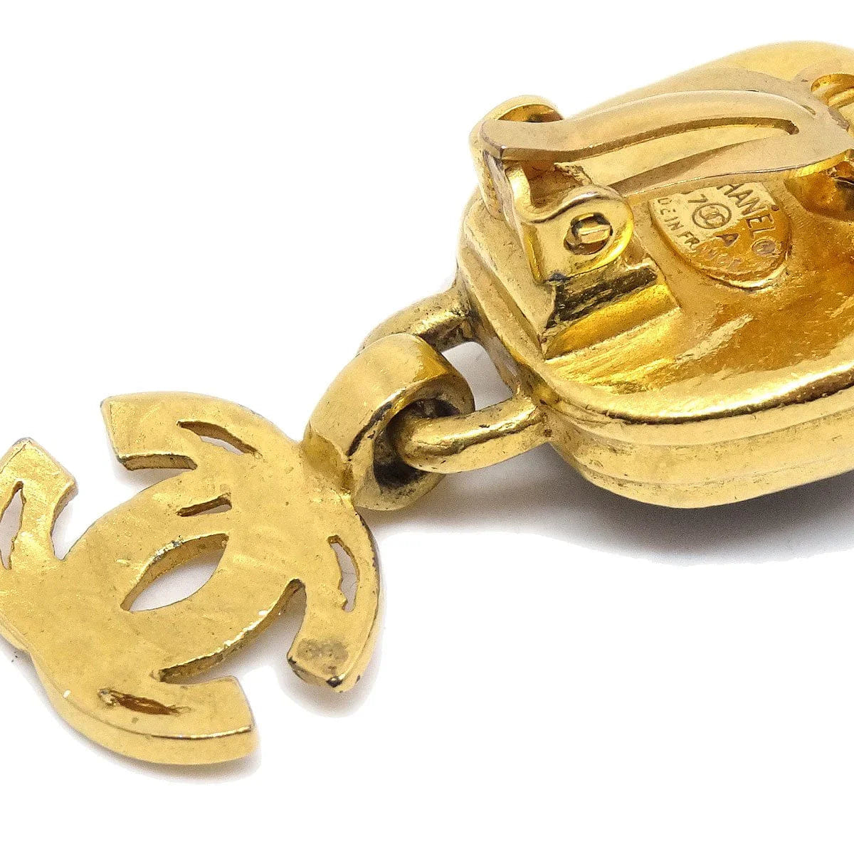 Chanel Stone CC Dangle Earrings 97P