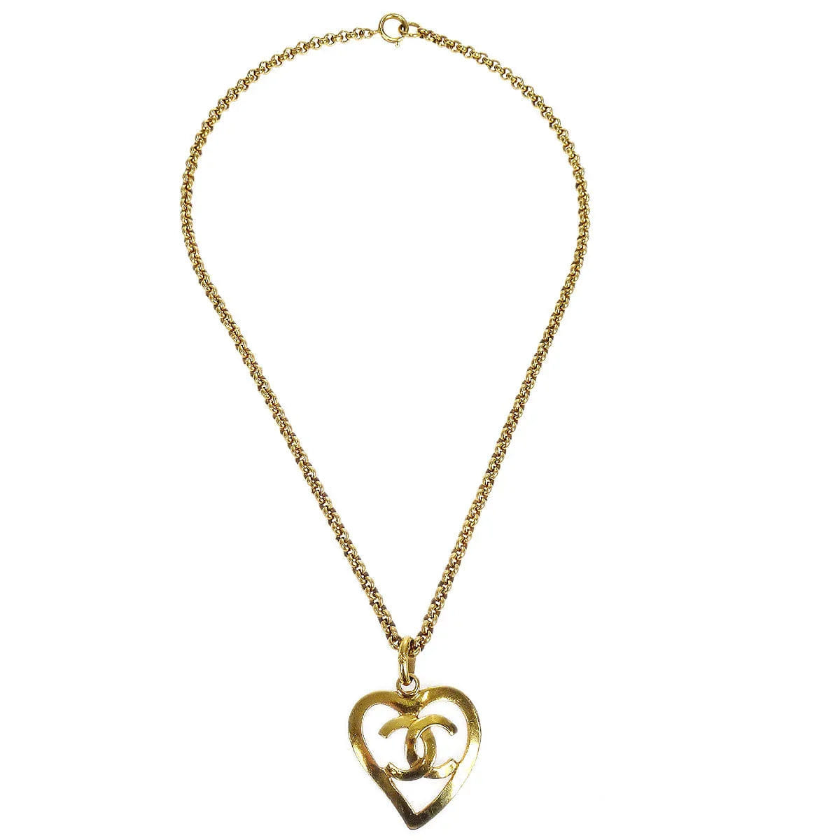 Chanel 1995 Heart Gold Chain Necklace