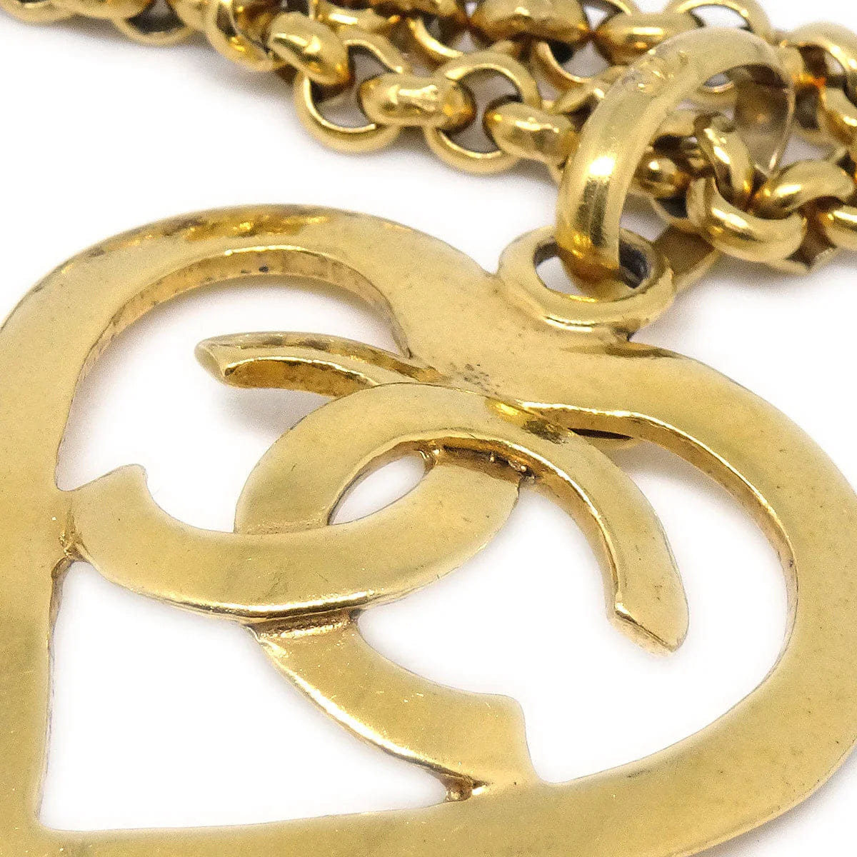Chanel 1995 Heart Gold Chain Necklace