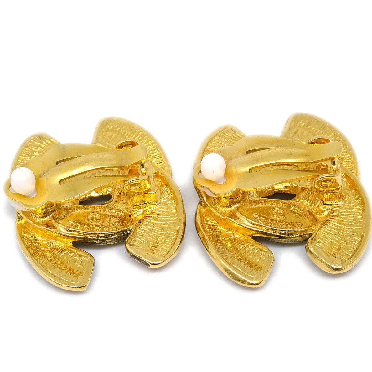 Chanel CC Quilted Earrings Clip - On Gold 2459