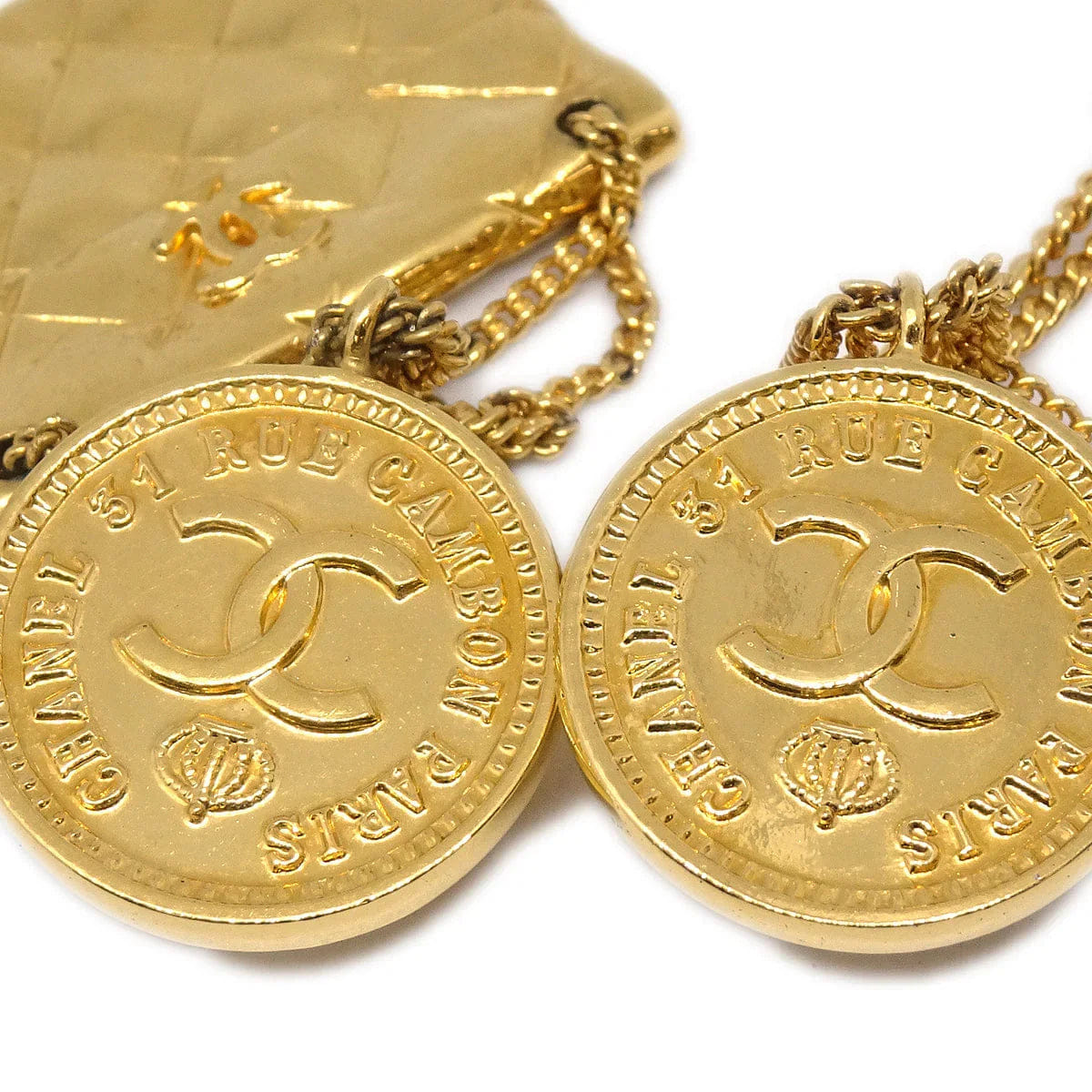Chanel 1988 Bag Dangle Earrings Clip - On Gold 23