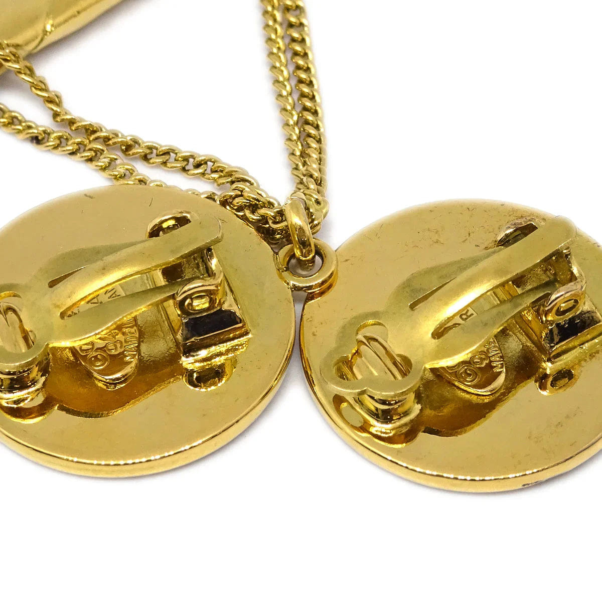 Chanel 1994 Bag Dangle Earrings Clip - On Gold