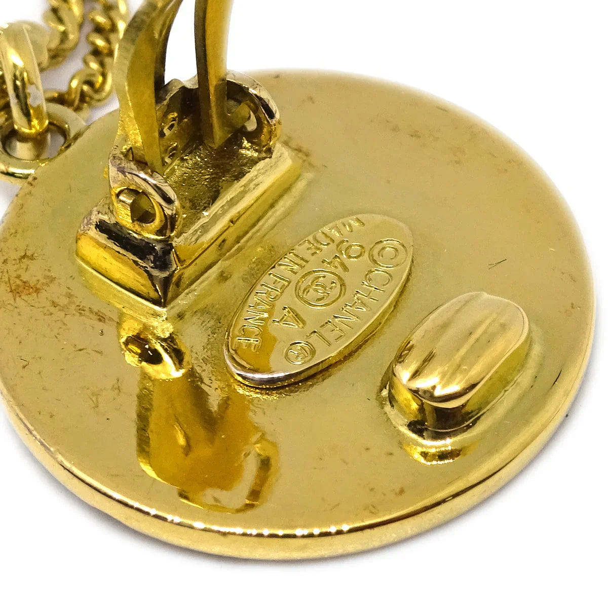 Chanel 1994 Bag Dangle Earrings Clip - On Gold